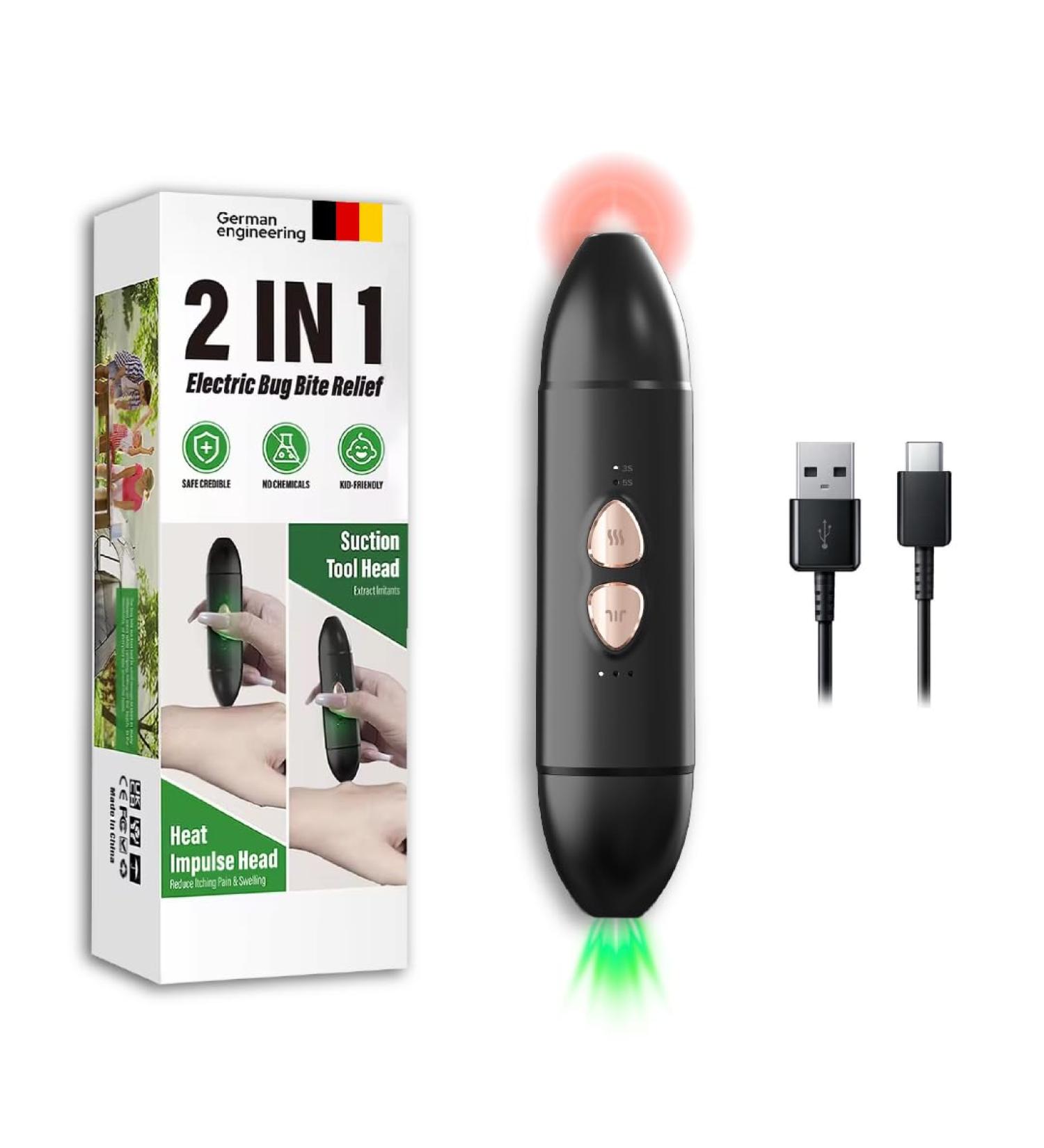 Insect Sting & Bite Relief | 2-in-1 Bug Bite Relief with Suction Tool & Heat | Rechargeable Mosquito Itch Relief | Fast Itch Relief for Bug Bites - Buy Online on GoSupps.com