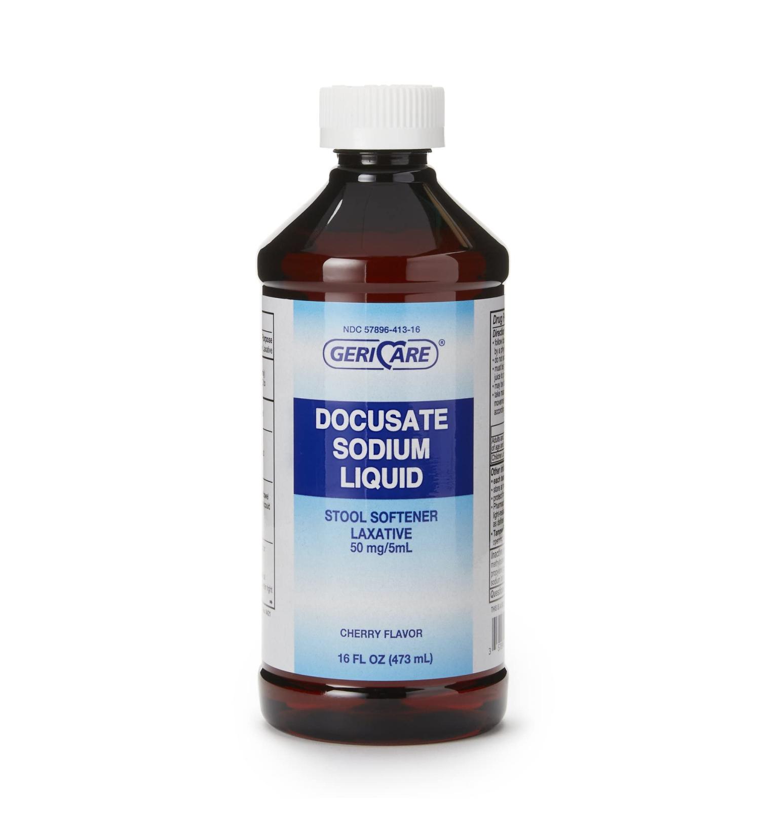 McKesson Geri-Care Docusate Sodium Liquid 50mg 16 fl oz - Stool Softener Laxative - 1 Bottle - Buy Online on GoSupps.com