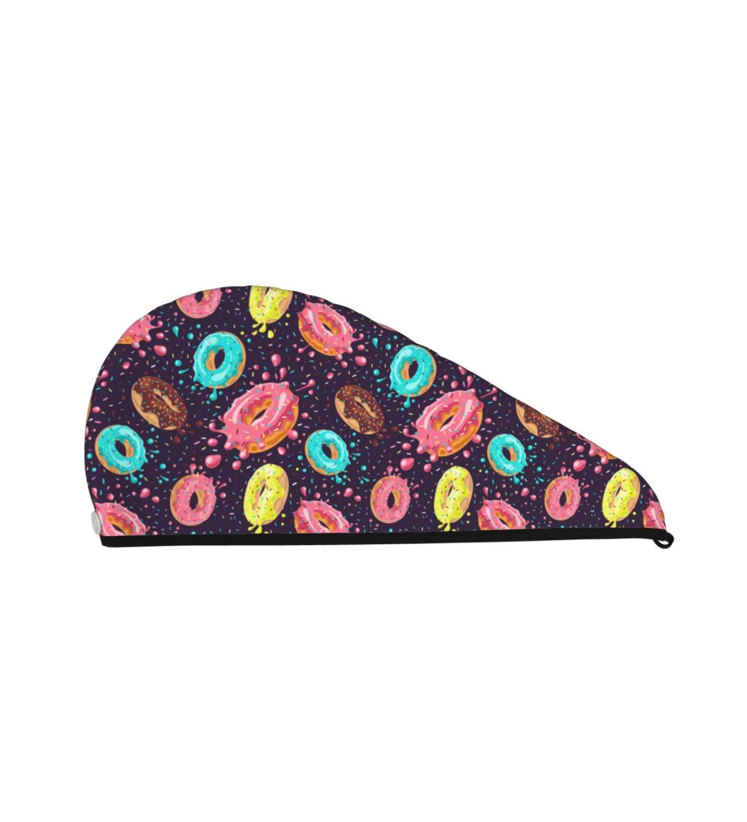 Hair Towel Wrap - Quick Drying Turban with Button | Best Hair Drying Towel for Effortless Styling (Donuts1 - Buy Online on GoSupps.com