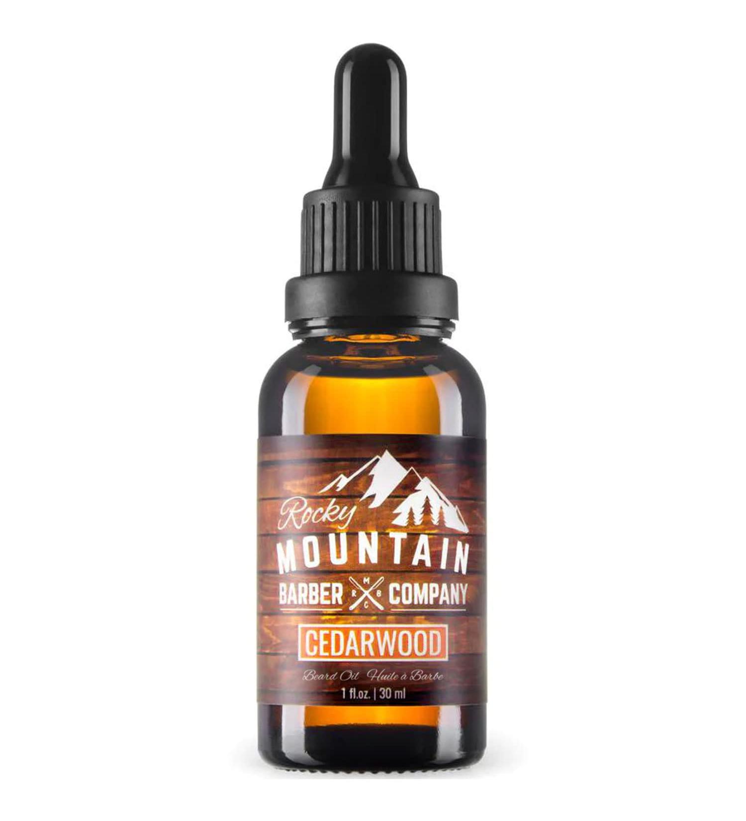 Rocky Mountain Barber Men's Cedarwood Beard Oil | Natural Grapeseed Coconut & Argan Oils | Nourish & Soften Your Beard - Buy Online on GoSupps.com