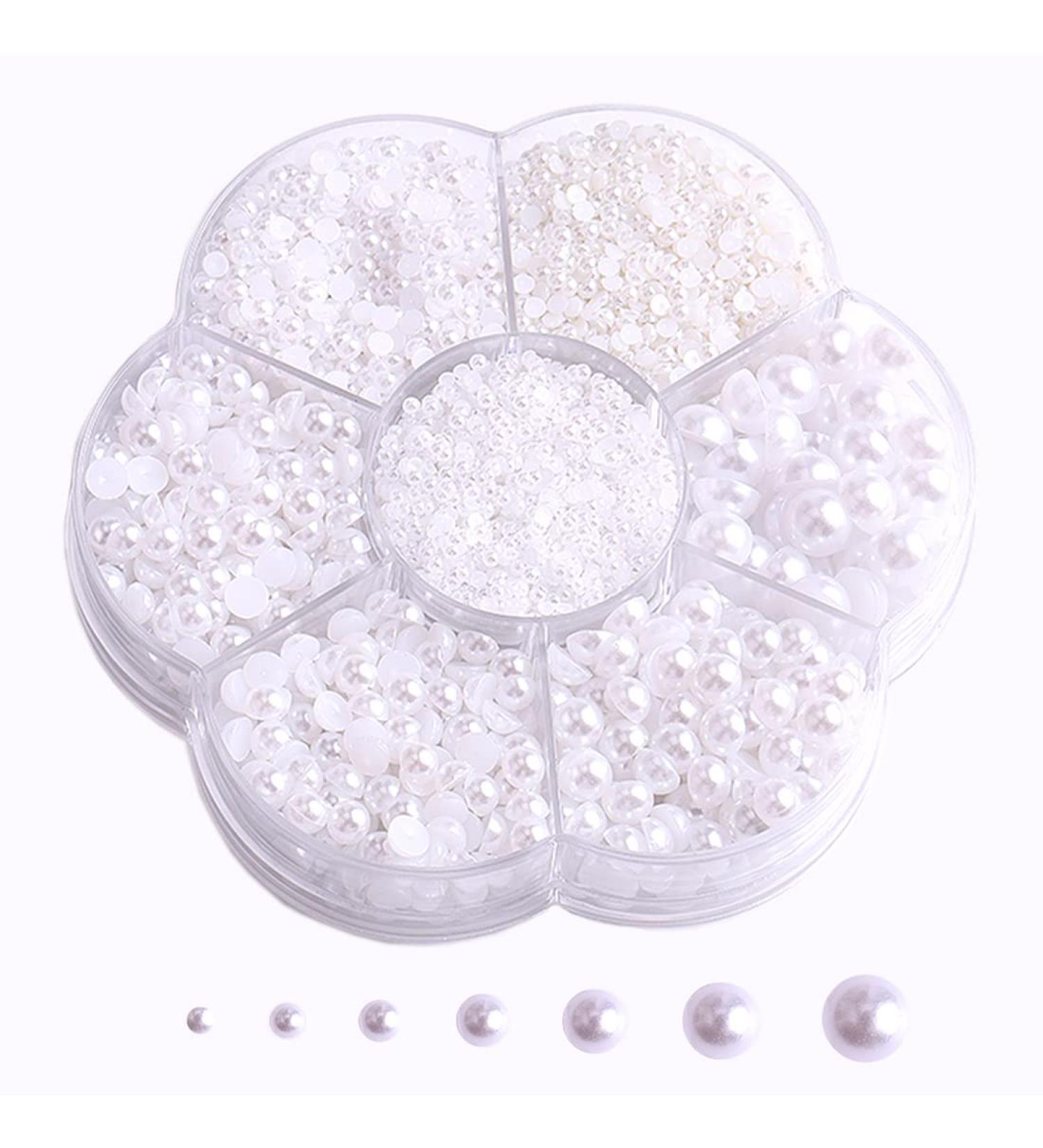 5800pcs Flatback Pearls for Artwork Making - DIY Rhinestones Accessory | White Half Pearls for Crafts & Nail Art - Buy Online on GoSupps.com