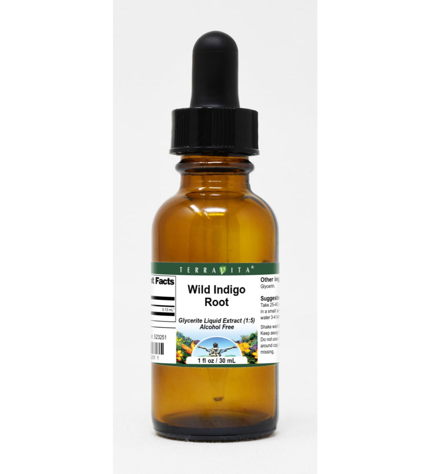 Wild Indigo Root Glycerite Liquid Extract (1:5) - Flavorless - 1 oz - Premium Quality Herbal Supplement - Buy Online on GoSupps.com
