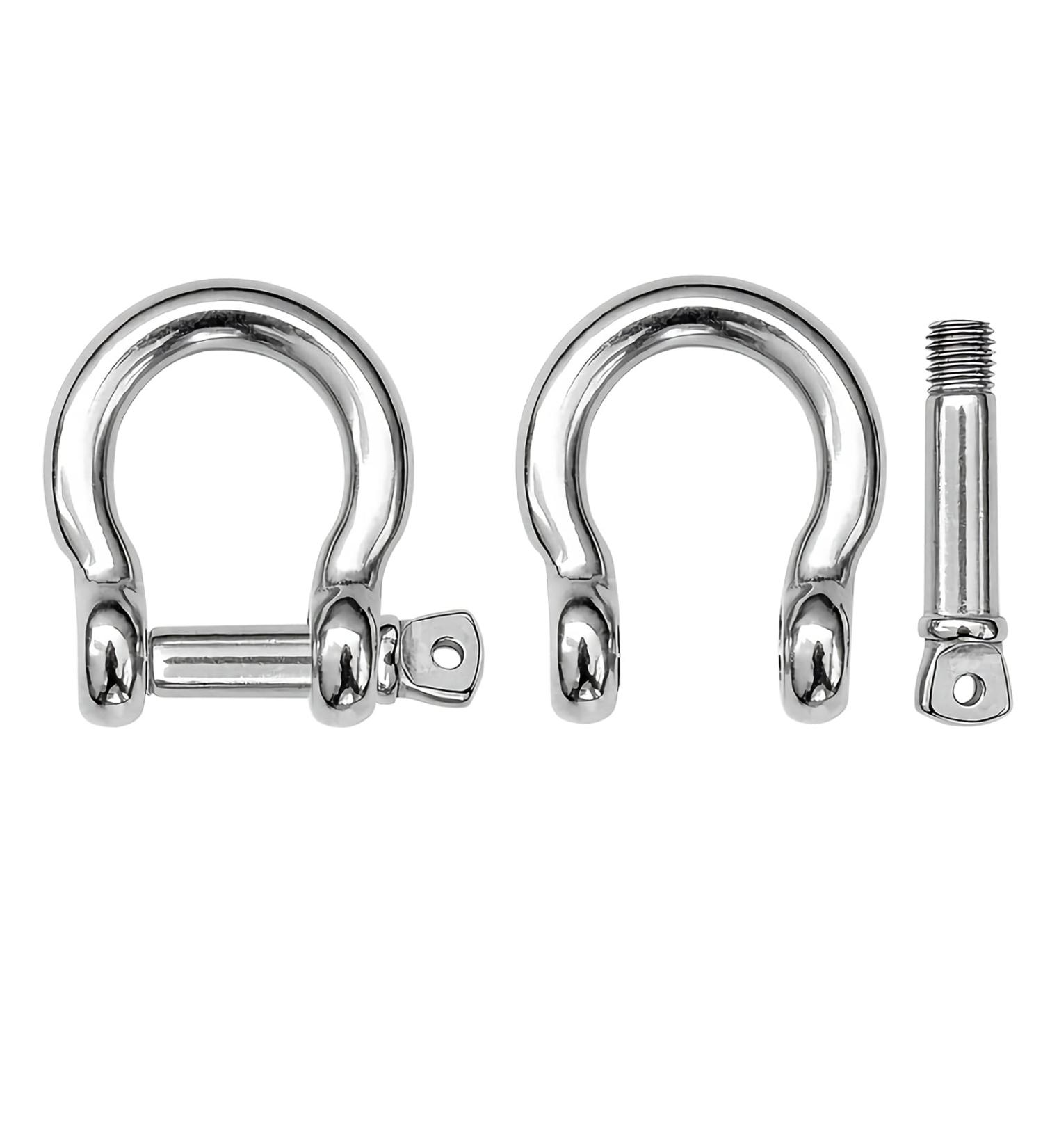 AMYSPORTS Heavy Duty Stainless Steel Chain Shackle Set - M10 1400lbsf (2pcs) | Lifting, Load Pin, Anchor Bow, Marine Ring Shackles for Outdoor Use - Buy Online on GoSupps.com