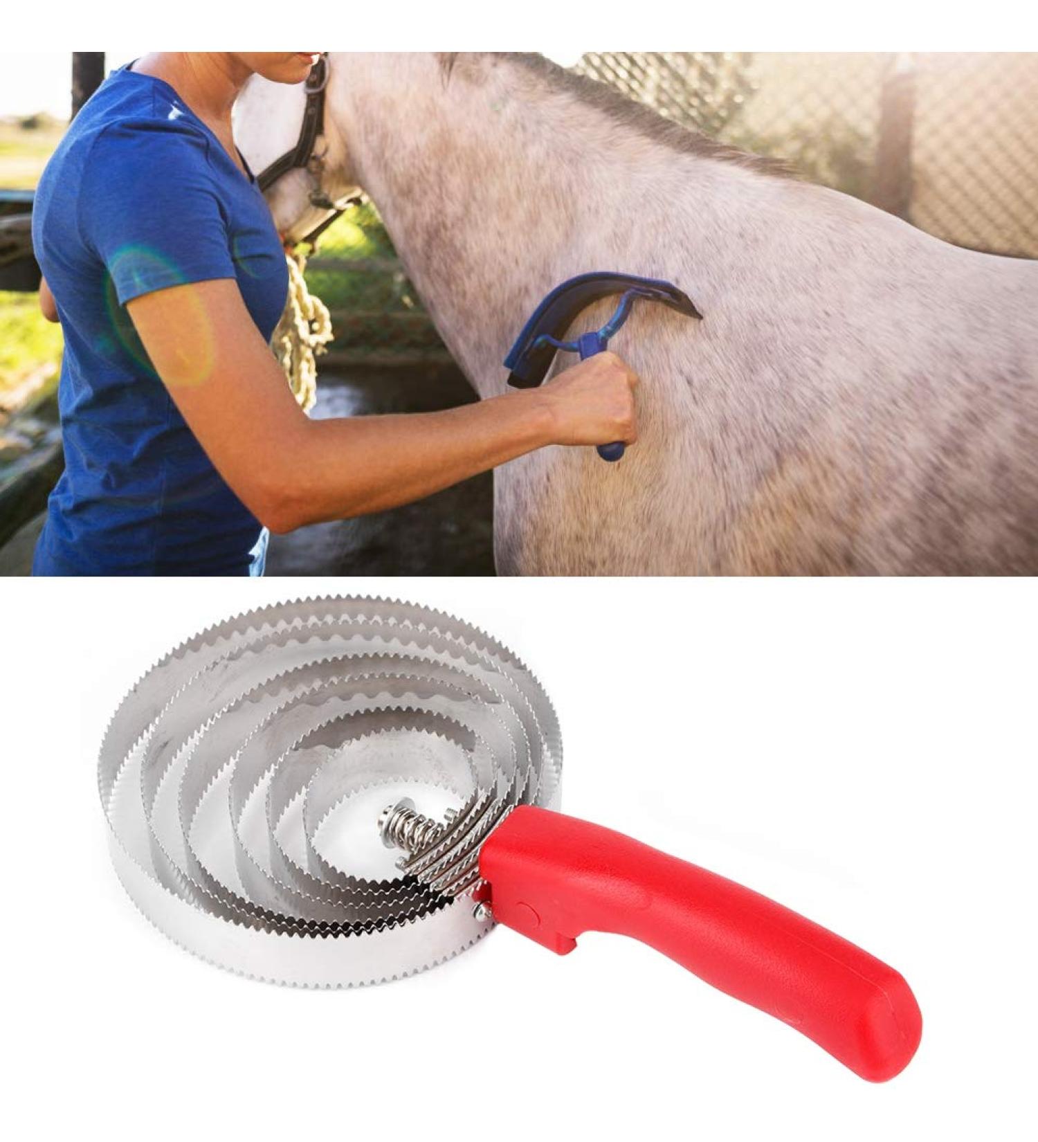 Metal Livestock Itching Brush with Six Stainless Steel Ringed Curry Shedding Comb with Soft Hand Grip for Large Horse - Buy Online on GoSupps.com