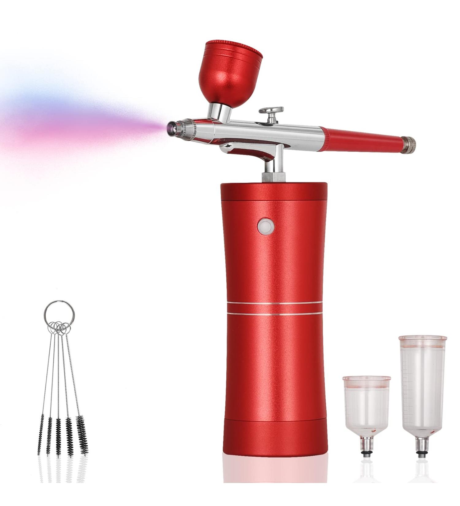 AceFox Auto Airbrush Kit - Portable 30 PSI Cordless Compressor for Painting, Makeup, Nails, Cake Decorating, Tattoo - Red - Buy Online on GoSupps.com