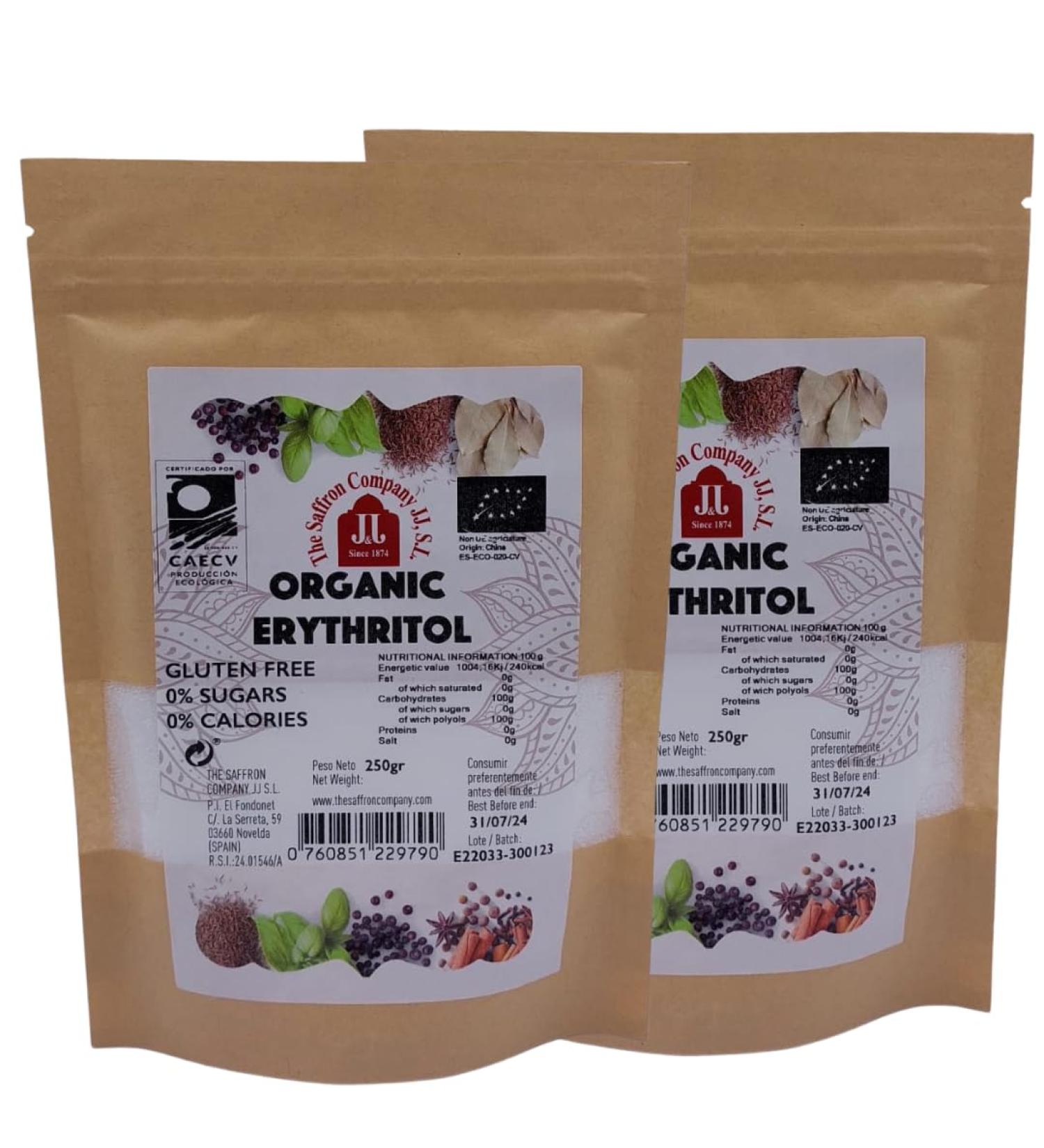 Erythritol 500g Natural Sugar Substitute Sweetener 2 X 250g Zero Calories Sugar Granulated Replacement - Buy Online on GoSupps.com