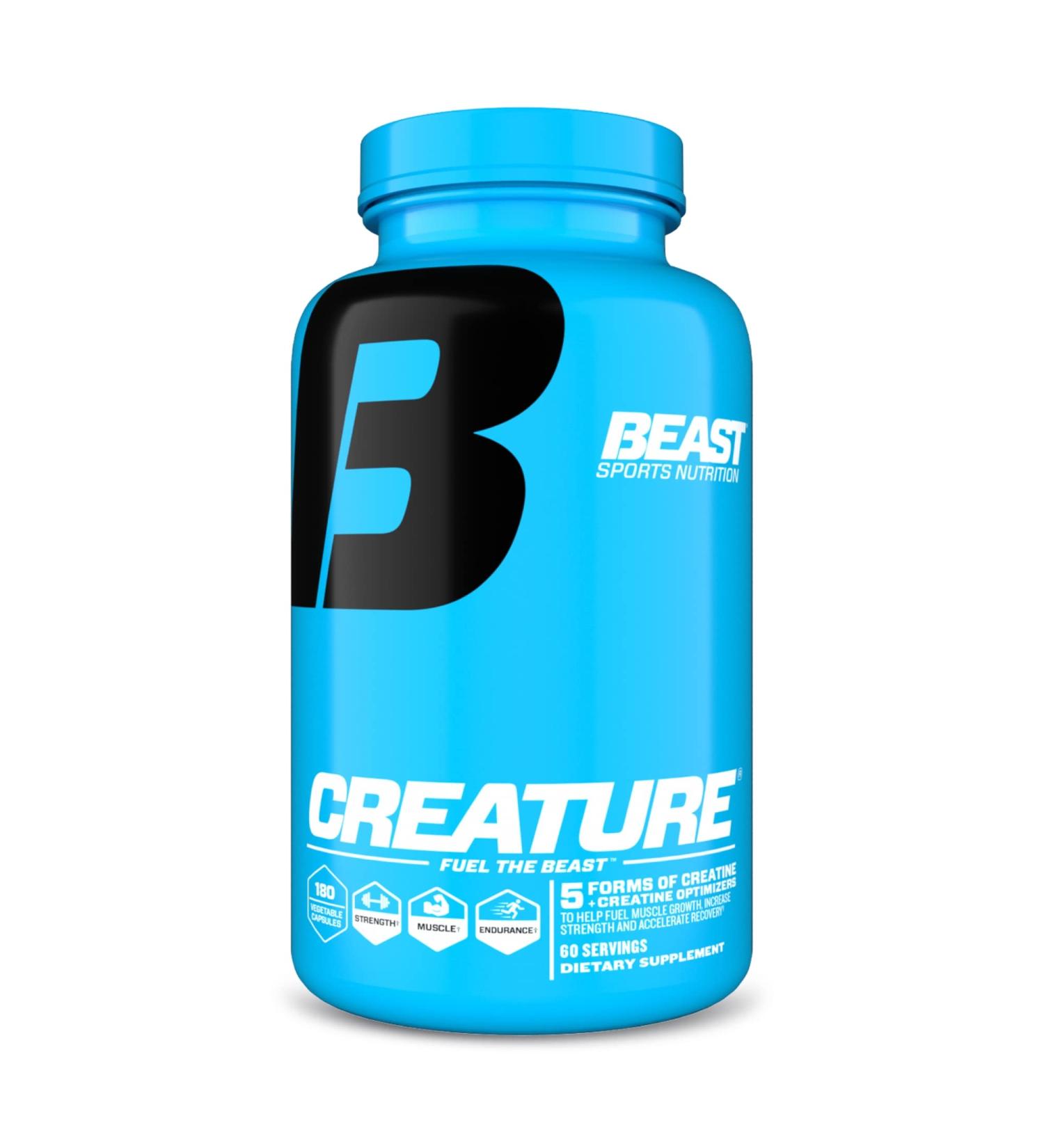 Beast Sports Nutrition Creature - 180 Veg Capsules for Strength & Energy | 5 Creatine Forms, 60 Servings - Buy Online on GoSupps.com