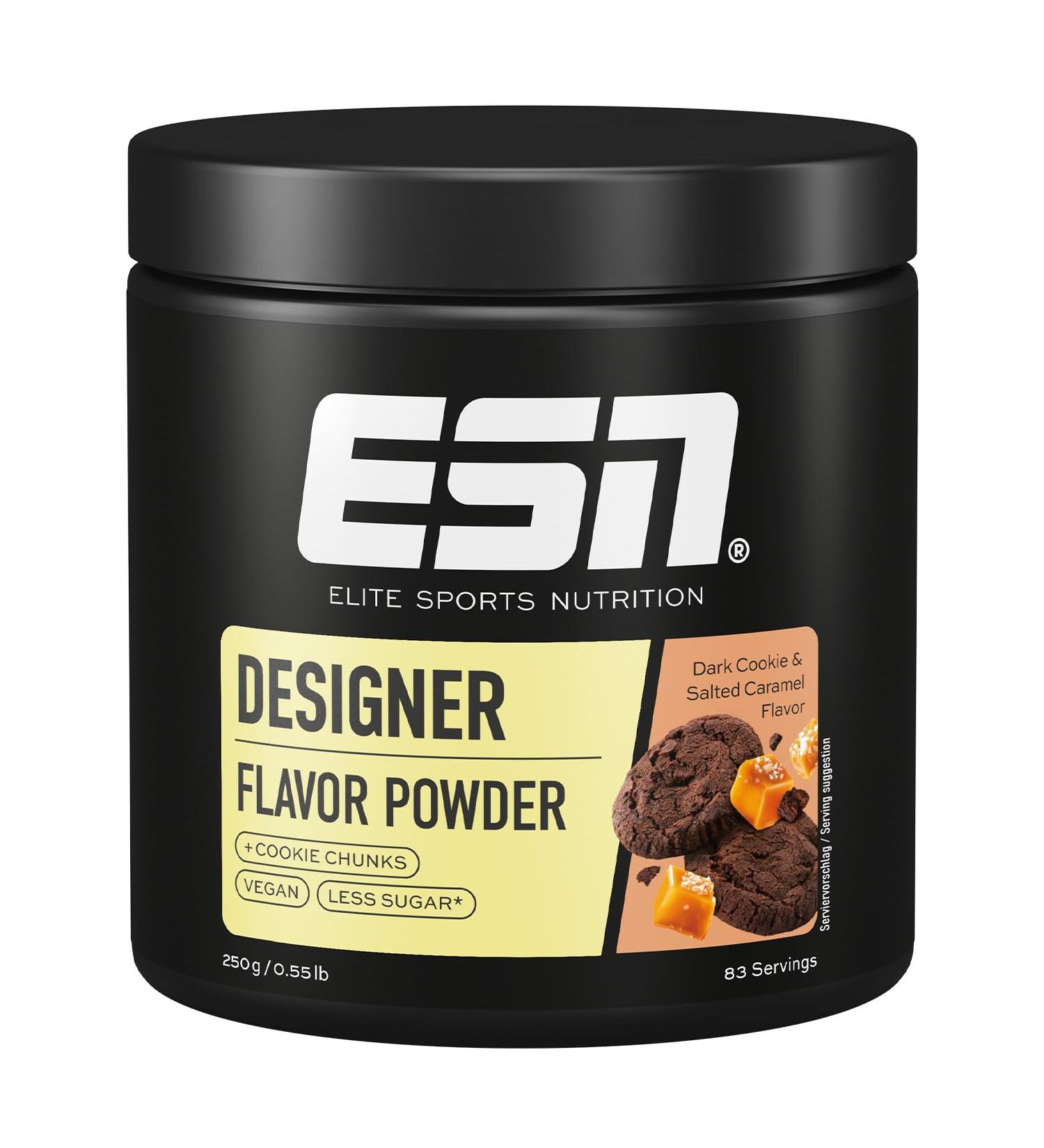 ESN Designer Flavor Powder - Dark Cookie & Salted Caramel 250g | Low Sugar Low Calorie Premium Quality - Made in Germany - Buy Online on GoSupps.com