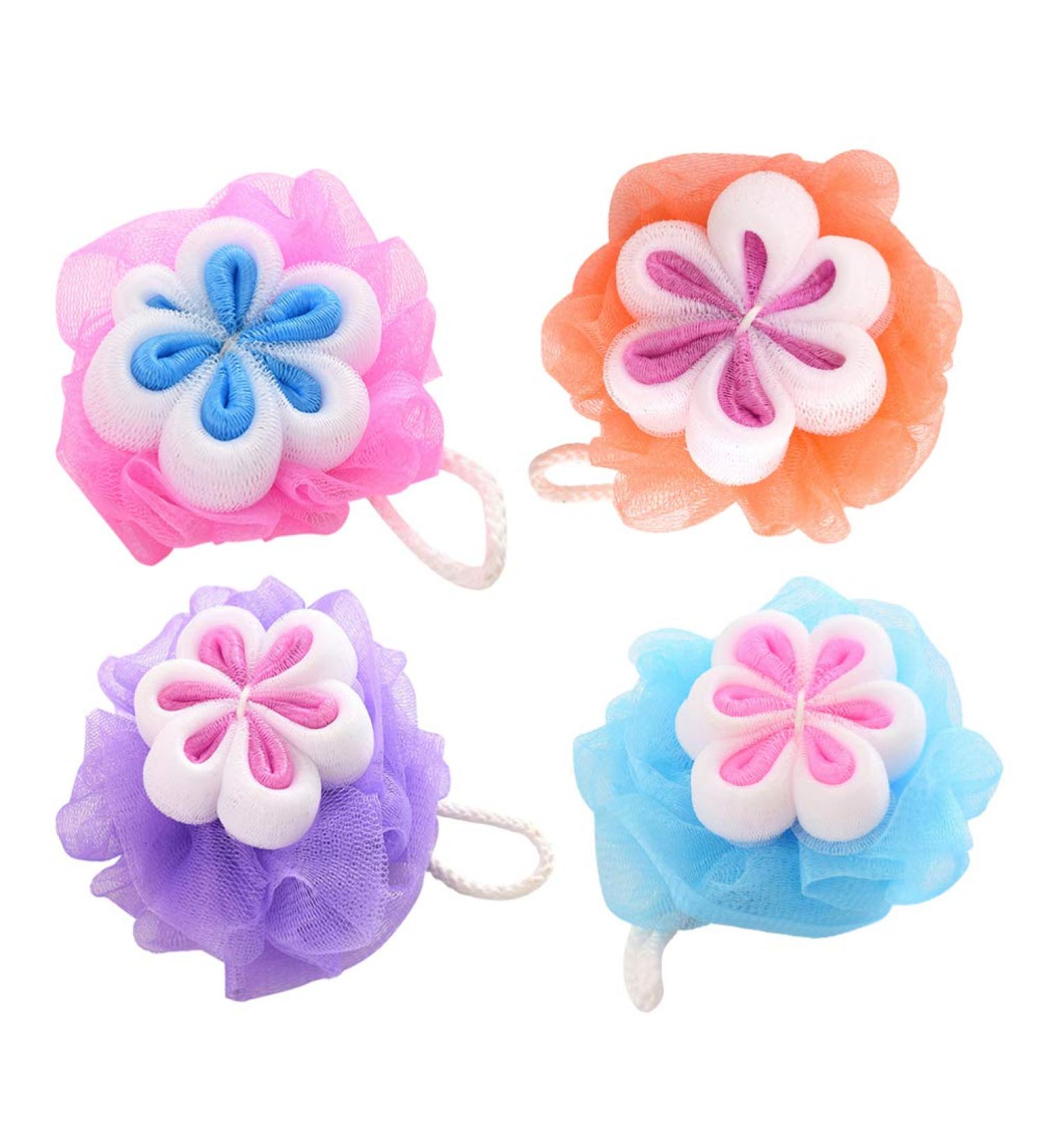 Buy Healifty Shower Sponge Balls - Unique Flower Shape Mesh Bath Scrubber for Family - 4pcs | International Shipping Available - Buy Online on GoSupps.com