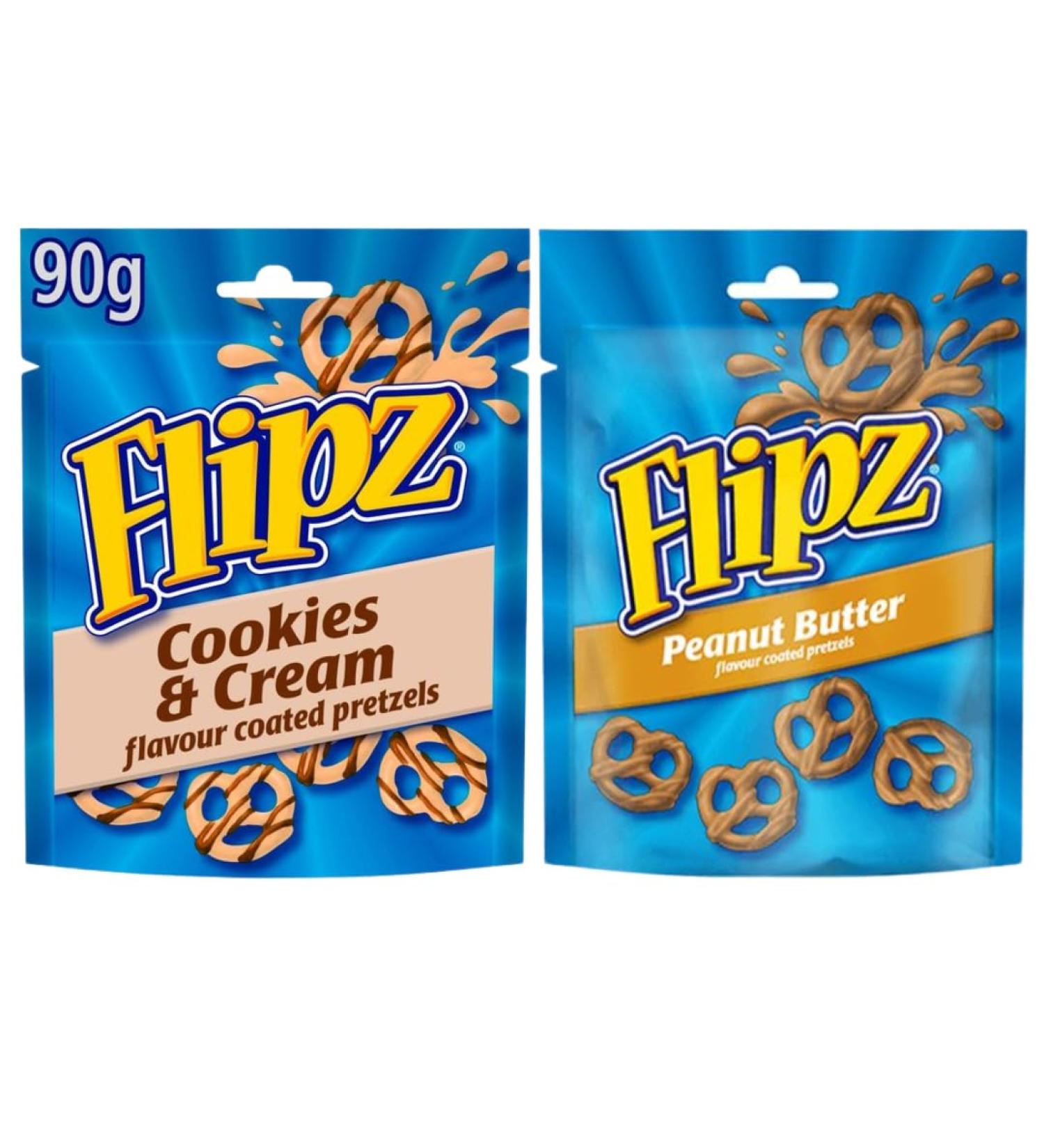 Chocolate Pretzel Bundle With Flipz Cookies & Cream Pretzels 90g & Peanut Butter Pretzels 90g (2 Pack) - Buy Online on GoSupps.com