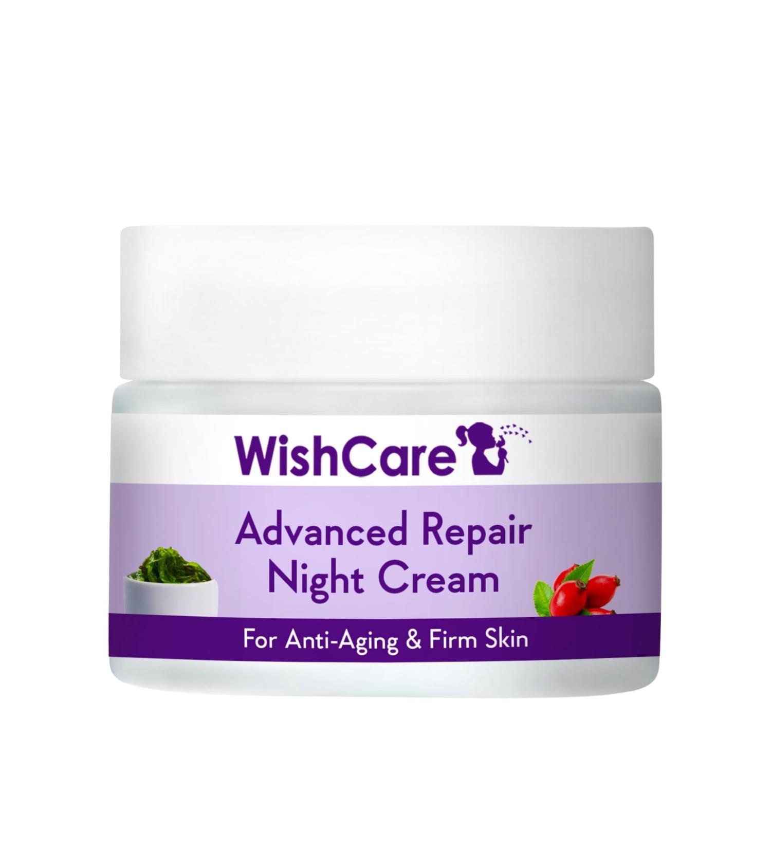 WishCare Collagen Boosting Advance Repair Night Cream With Retinol Niacinamide Grape Seed Sea Algae Jojoba & Rosehip For AntiAging Skin Firming & Plumper Skin 50 gm WARNC50 - Buy Online on GoSupps.com