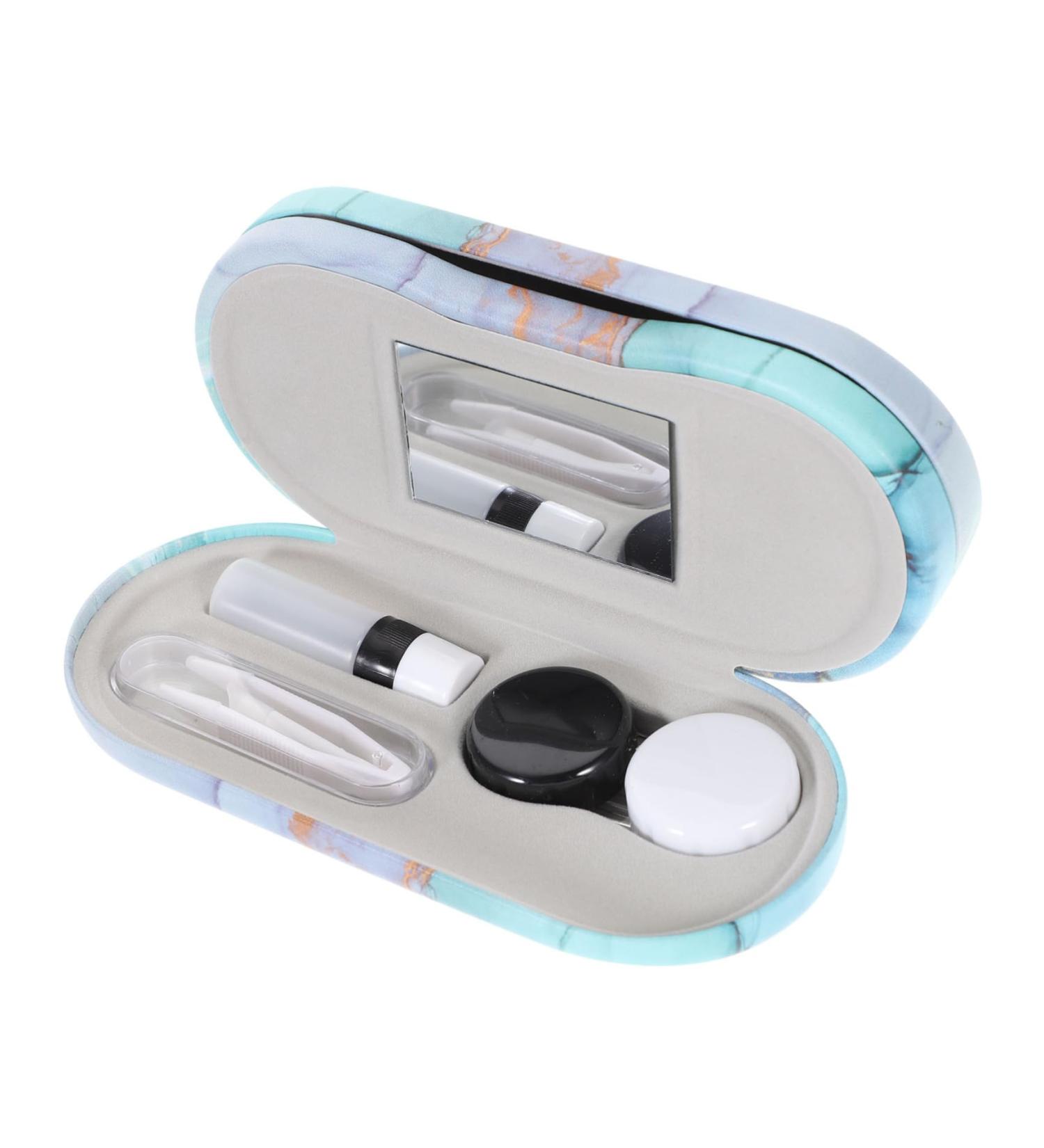 Partykindom Double-Layer Glasses Case - Colorful Wear-Resistant Storage Box for Sunglasses & Contact Solutions | Travel-Friendly with Flocked Cloth & Mirror - Buy Online on GoSupps.com