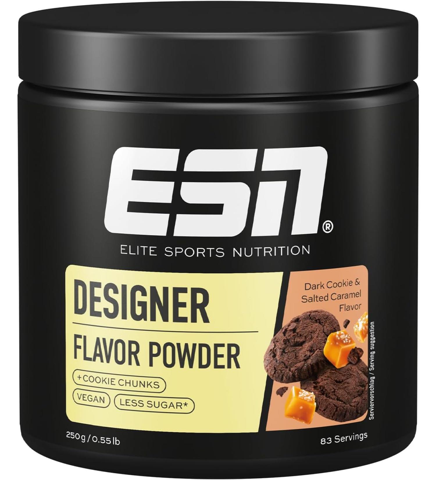 ESN Designer Flavor Powder - Dark Cookie & Salted Caramel 250g | Low Sugar Low Calorie Premium Quality - Made in Germany - Buy Online on GoSupps.com