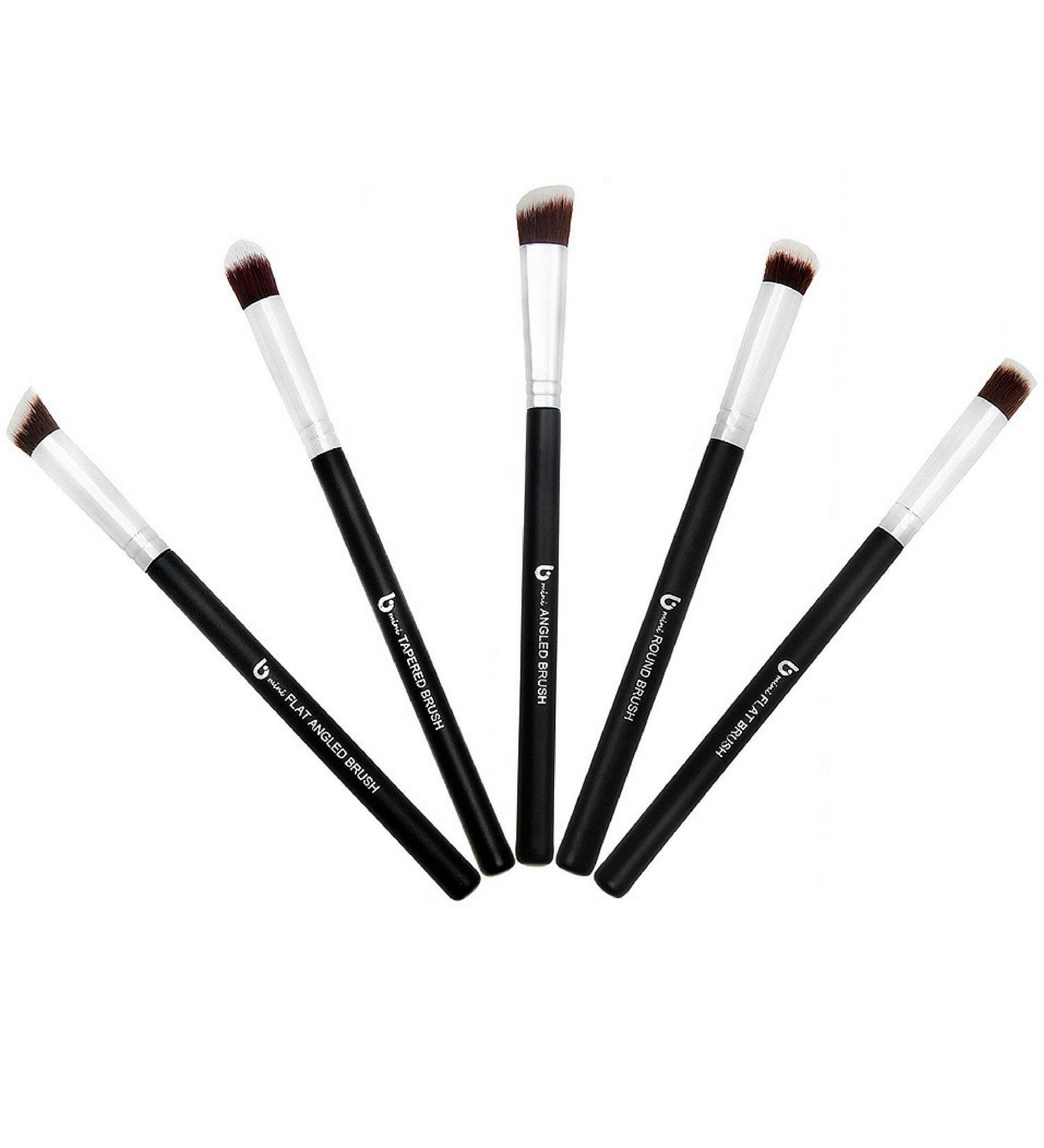 Beauty Junkees Mini Kabuki Makeup Brush Set - 5pc Professional Eyeshadow Brushes for Blending, Concealer, Contour, Highlighter, and Smudging - Cruelty Free - Buy Online on GoSupps.com
