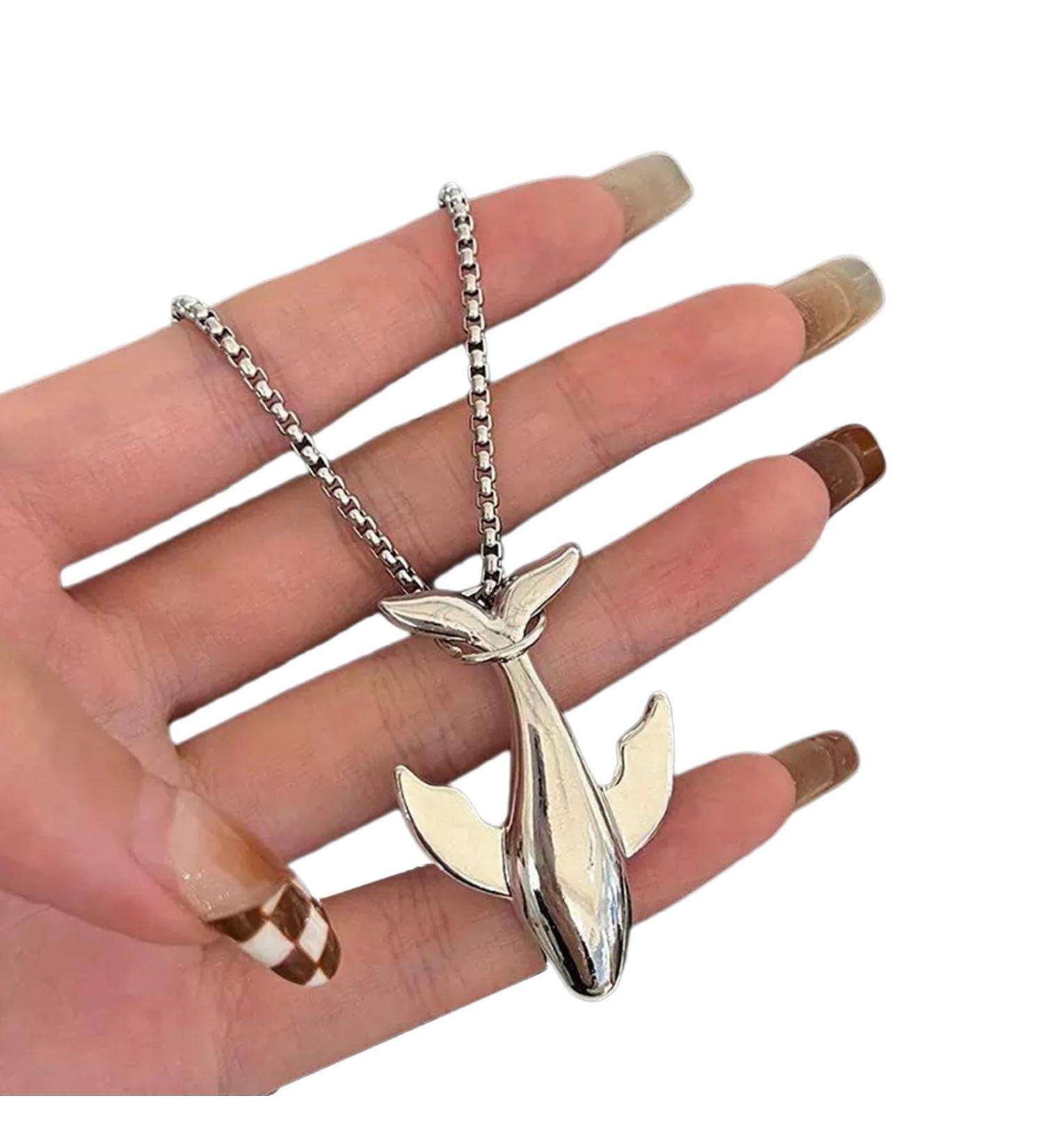 OralGos Stainless Steel Whale Pendant Necklace - Elegant Men's Sweater Chain & Stylish Long Necklace - Buy Online on GoSupps.com