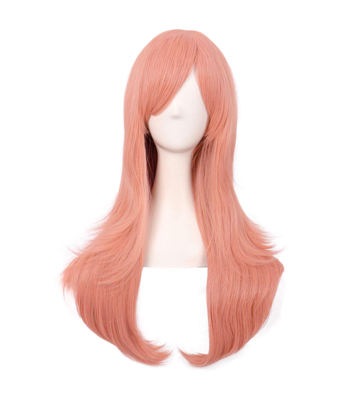 MapofBeauty 28 Inch Women Side Bangs Long Curly Hair Cosplay Wig in Orange Pink - 70cm - Buy Online on GoSupps.com