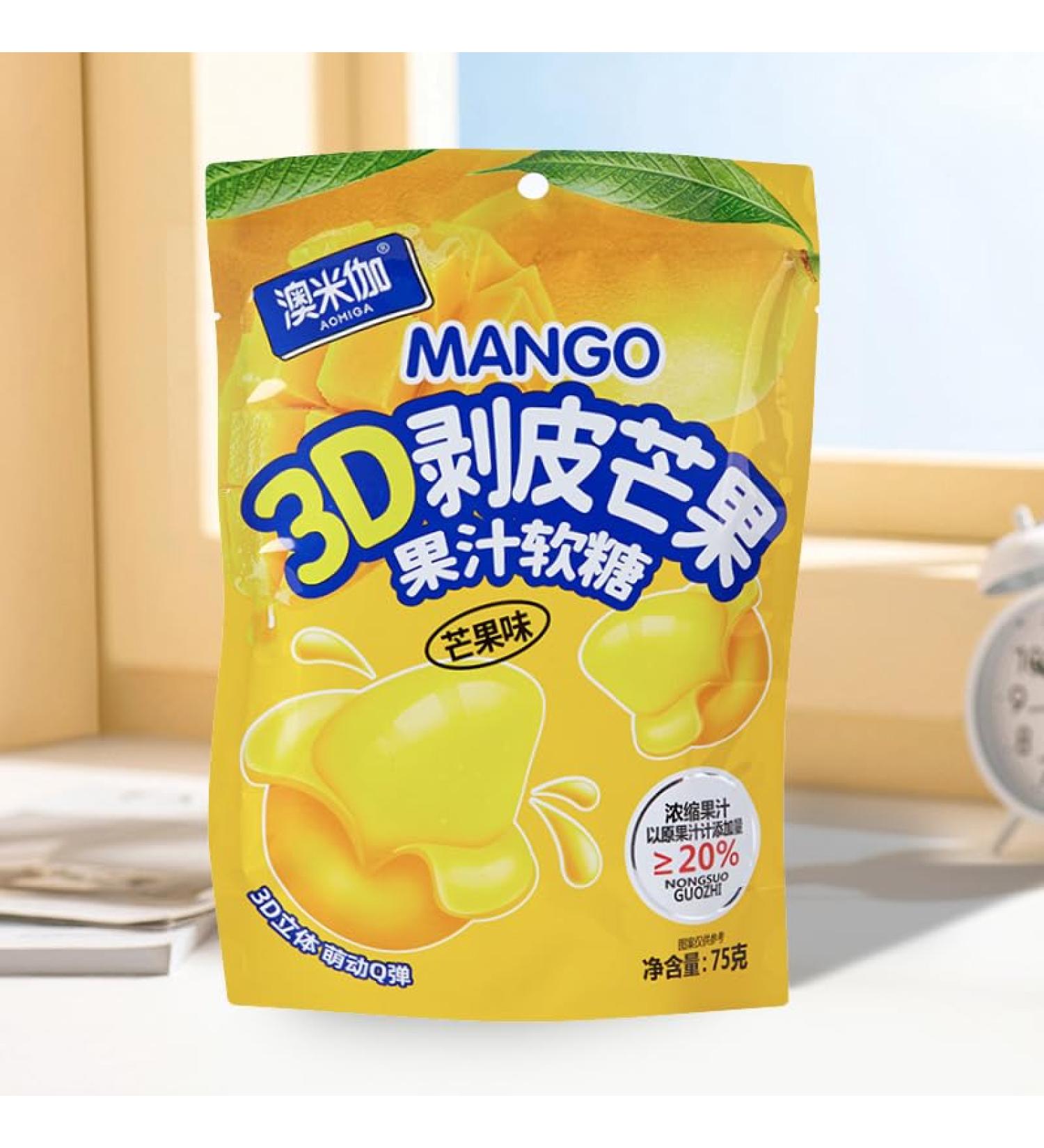 Juice gummies peeled gummies peeled gummies Chinese dessert desserts toffee chewing gum healthy fruit snacks 3 flavors for you to choose from (Mango flavor 300g) Mango flavor 300g - Buy Online on GoSupps.com