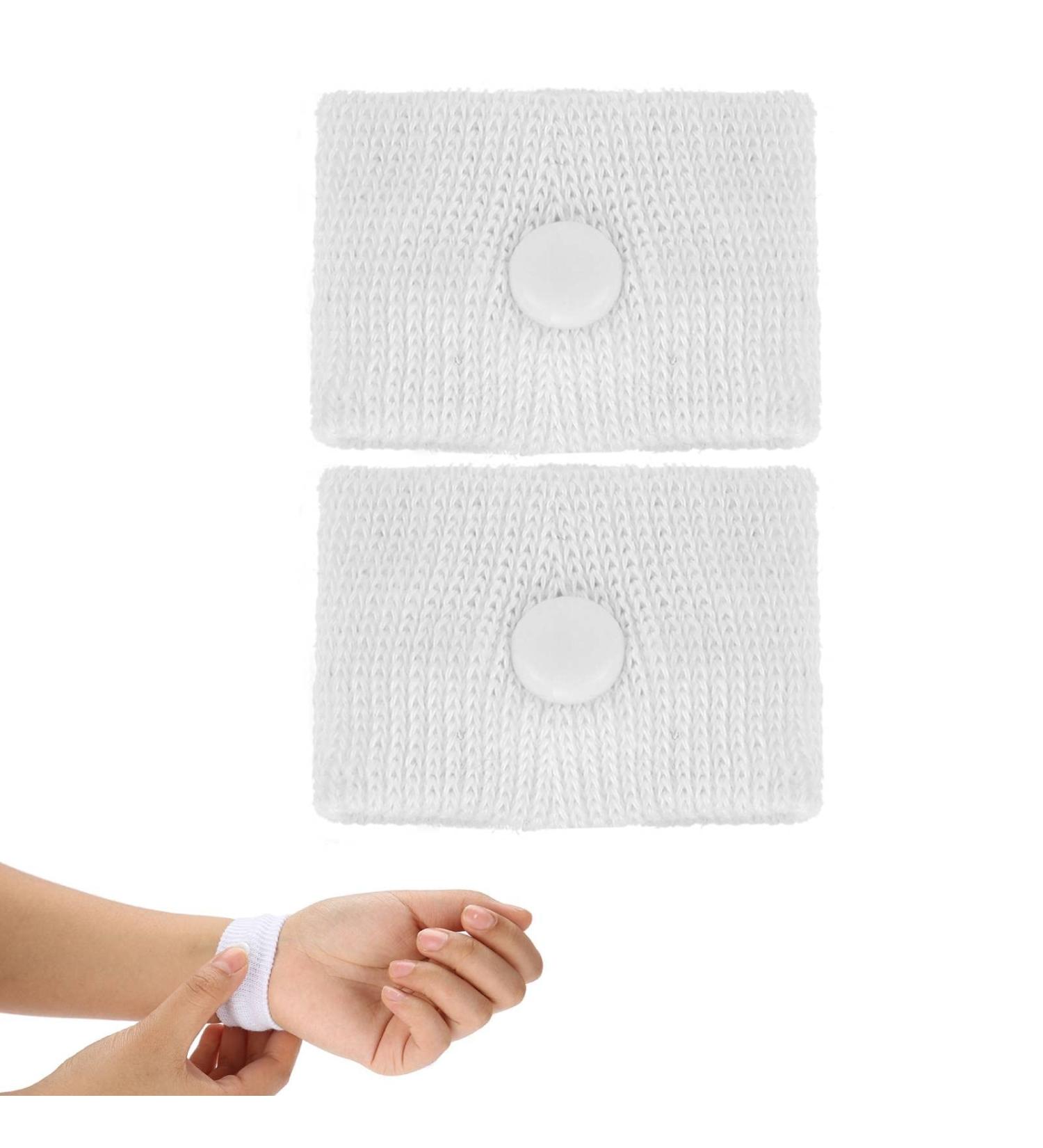 Agatige Anti-Nausea Acupressure Wristbands - 1 Pair | Motion Sickness Bands for Car, Boat, Flying | Sea Bands for Dizziness, Vomiting Relief - White - Buy Online on GoSupps.com