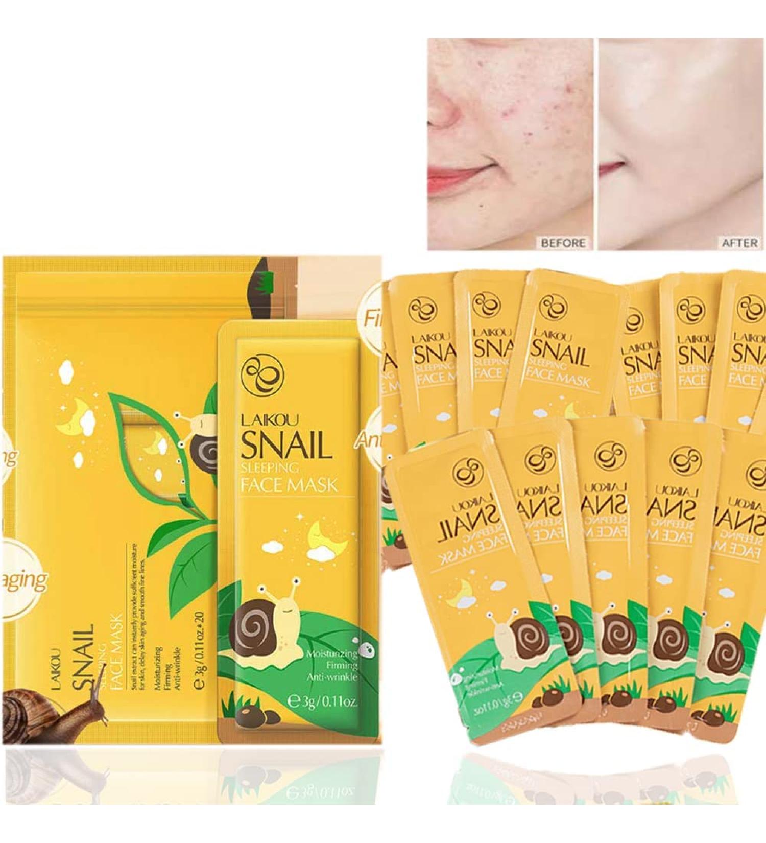 MIESCHER 20 Combo Pack Snail Sleeping Face Mask for Glowing, Moisturized Skin - Hydrating, Firming, and Brightening Natural Skincare - Buy Online on GoSupps.com