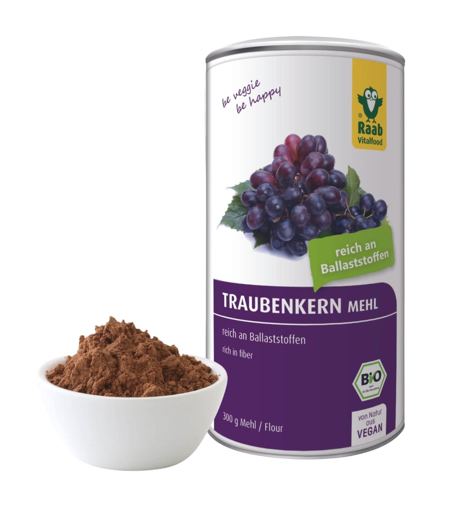 Raab Vitalfood Organic Grape Seed Powder 300g - Vegan Gluten-Free High Fiber OPC - Lab Tested in Germany - Buy Online on GoSupps.com