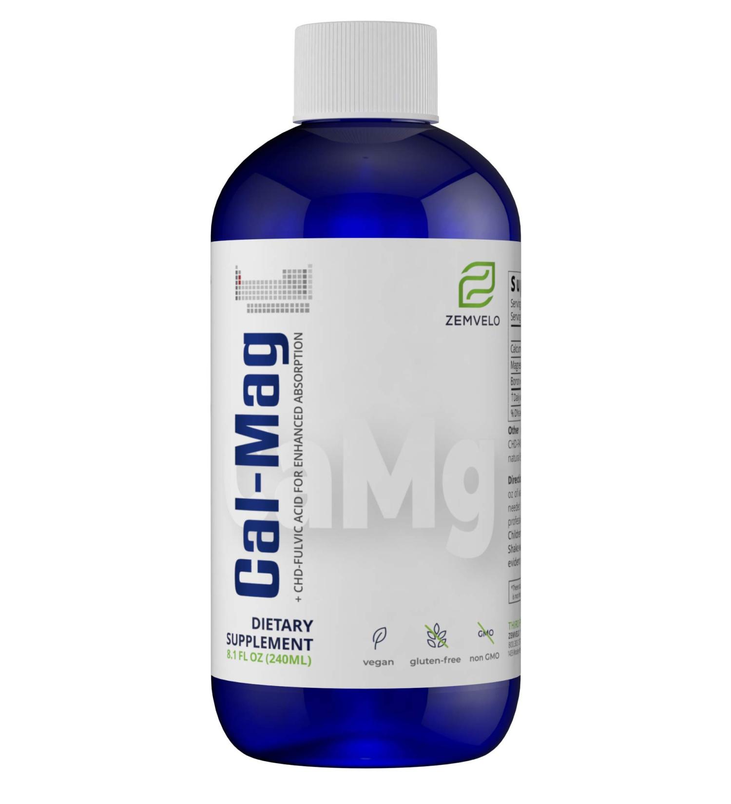 ZEMVELO Liquid Ionic Calcium and Magnesium Supplement with Boron Bone & Muscle Support Restful Sleep & Mood Support 48 Day Supply - Buy Online on GoSupps.com