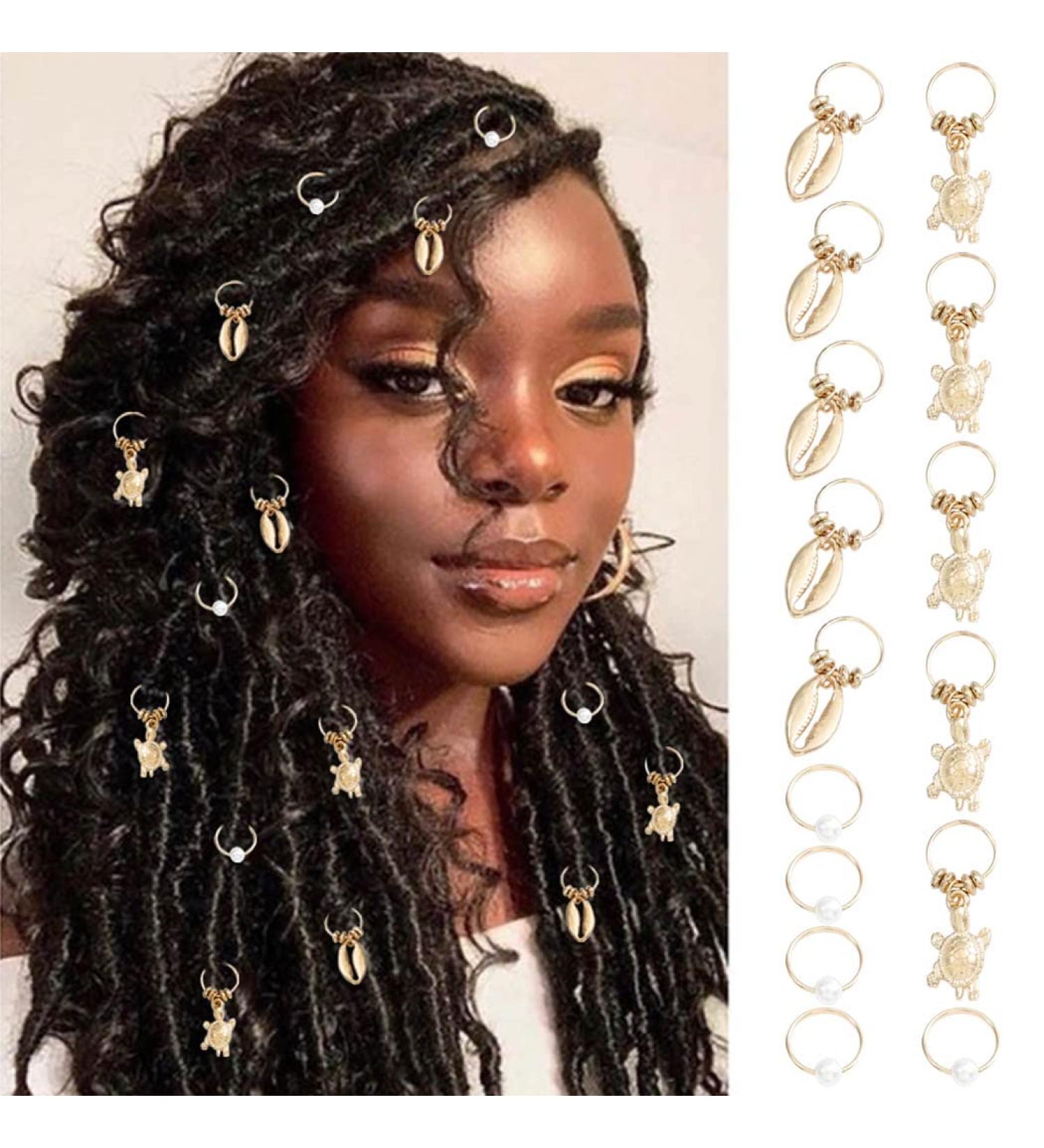 Gold Tortoise Shell Loc Hair Rings - 15pcs Hair Jewels & Clips for Women and Girls - Buy Online on GoSupps.com