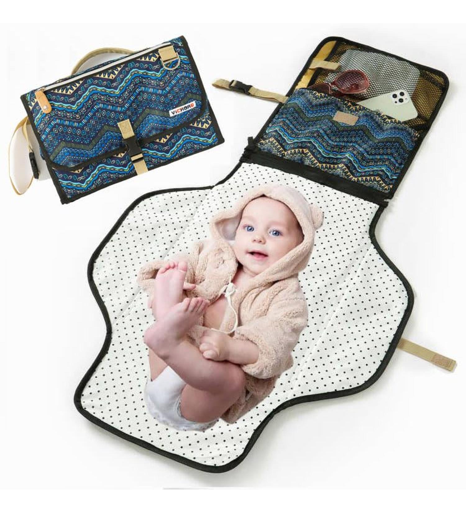 Baby Waterproof Changing Mat Portable Nappy Changing Mat Foldable Cushioned Travel Change Mat for Infants Toddler Newborns blue 54 x 97 - Buy Online on GoSupps.com