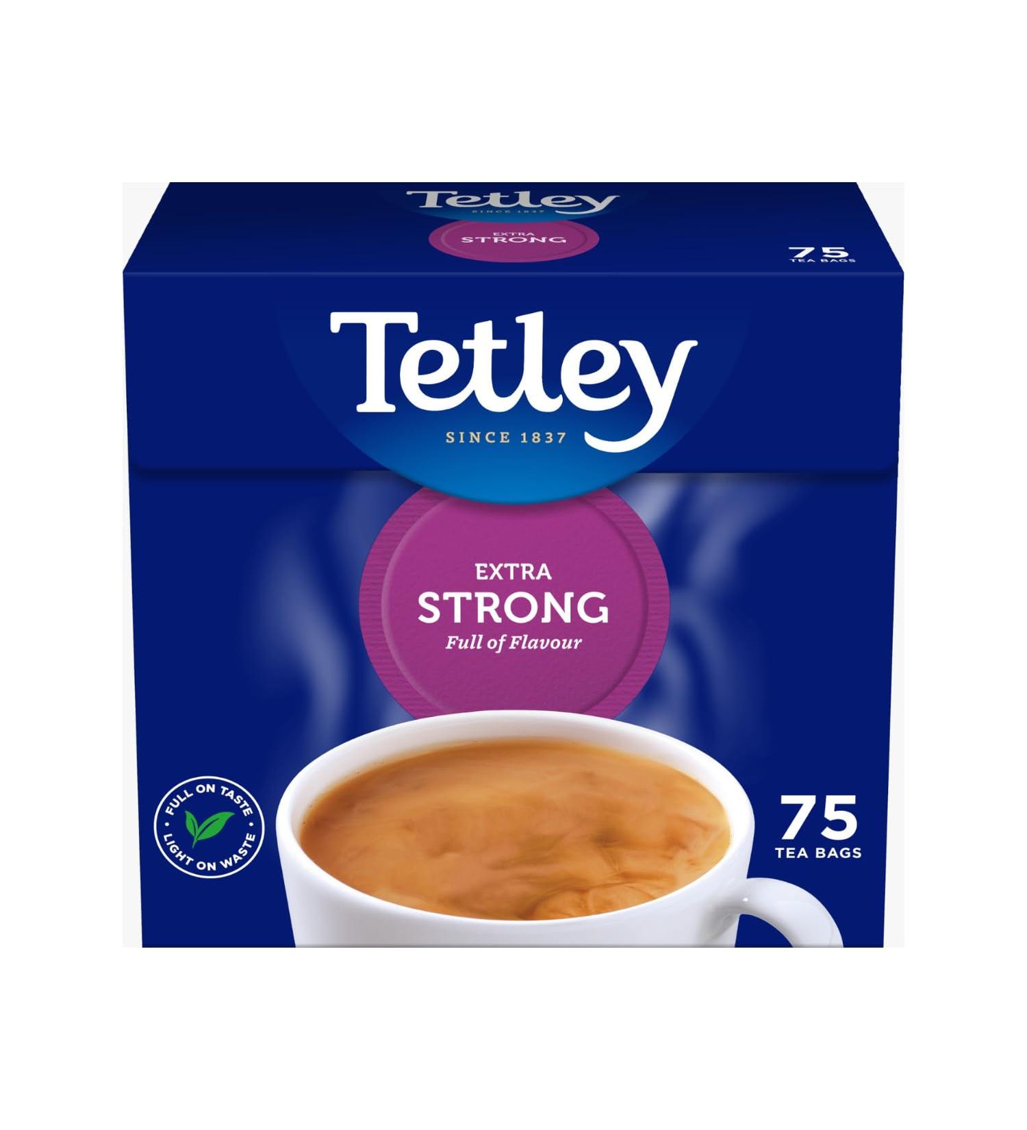 Tetley Extra Strong Black Tea | Rich Full-Bodied Refreshing & Delicious | Easy to Brew | Full-Bold Flavoured Vibrant | Anytime Anywhere - Pack of 1 X 75 Teabags Tetley Extra Strong Pack of 1 - Buy Online on GoSupps.com