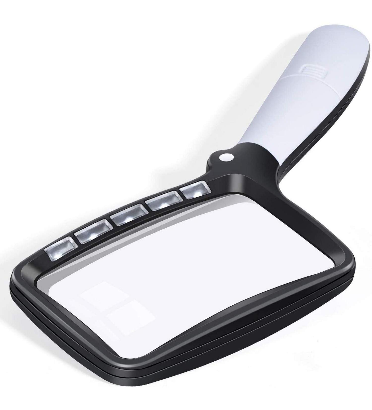 Loupe Magnifier for Hobbies Rectangular with Light Magnifier Large Foldable Handheld 5 LED 2 Dimming Modes 2X Magnifying Reading for Books Pages Magazines Newspapers Maps Jewelry Better Life - Buy Online on GoSupps.com