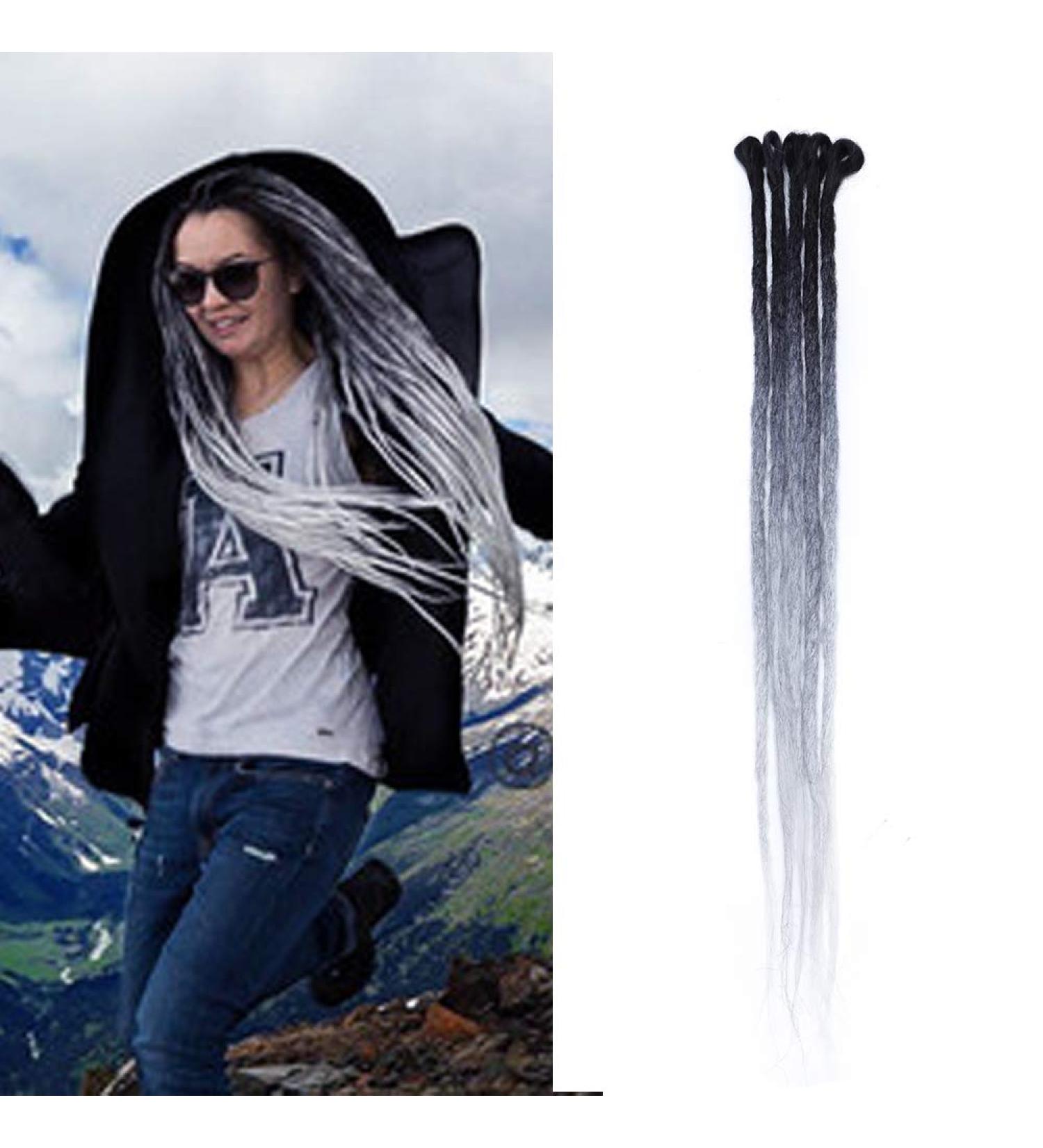 SEGO Dreadlocks Braids Extensions - Synthetic Crochet Dreads Hair 24 (60cm) Handmade Black Gray & White - Top Quality Hair Extensions for Stylish Looks - Buy Online on GoSupps.com