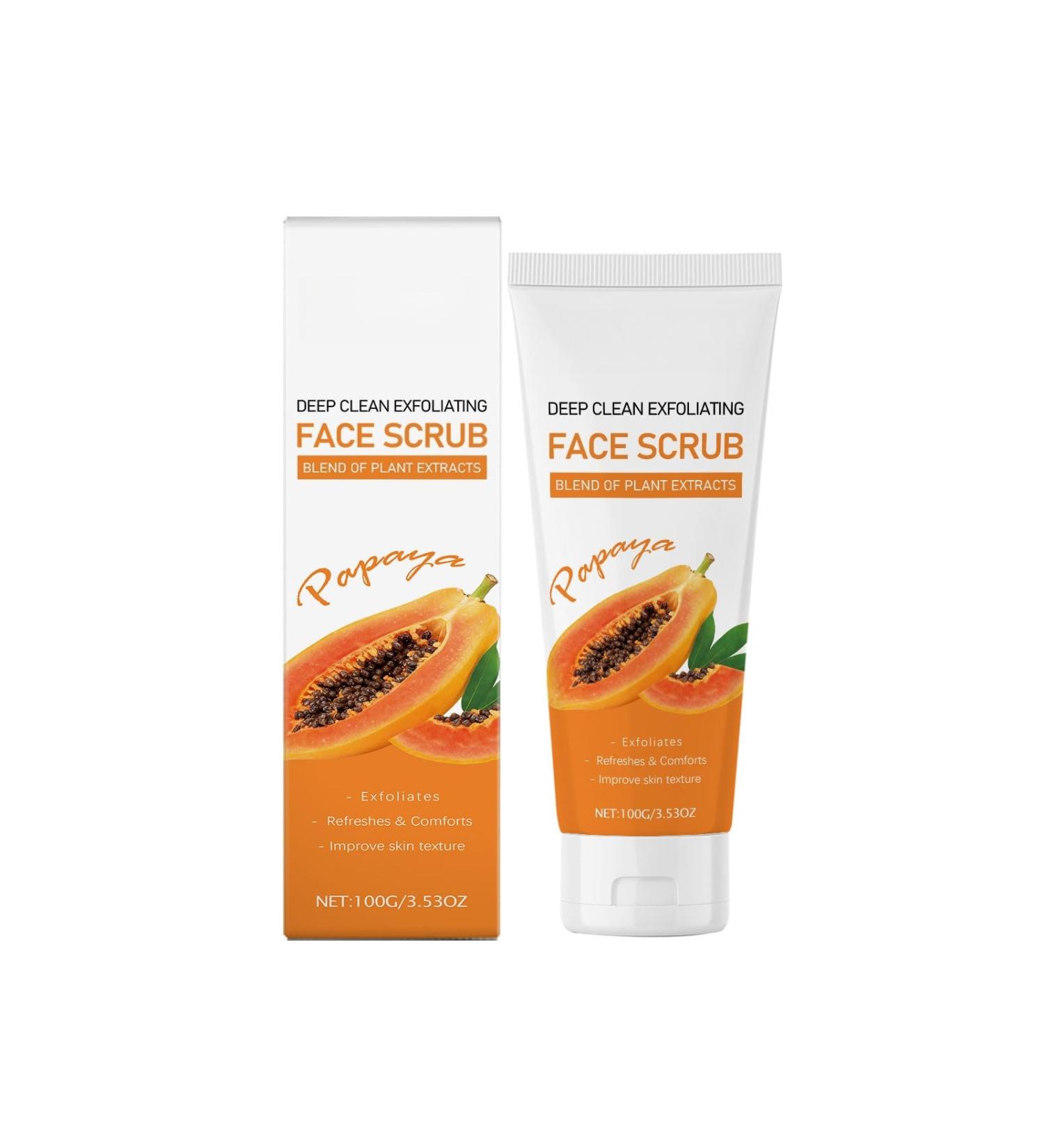 Papaya Face Scrub Gentle Exfoliating and Deep Cleansing Facial Scrub with Plant Extracts for Smooth Moisturized and Refreshed Skin - Buy Online on GoSupps.com