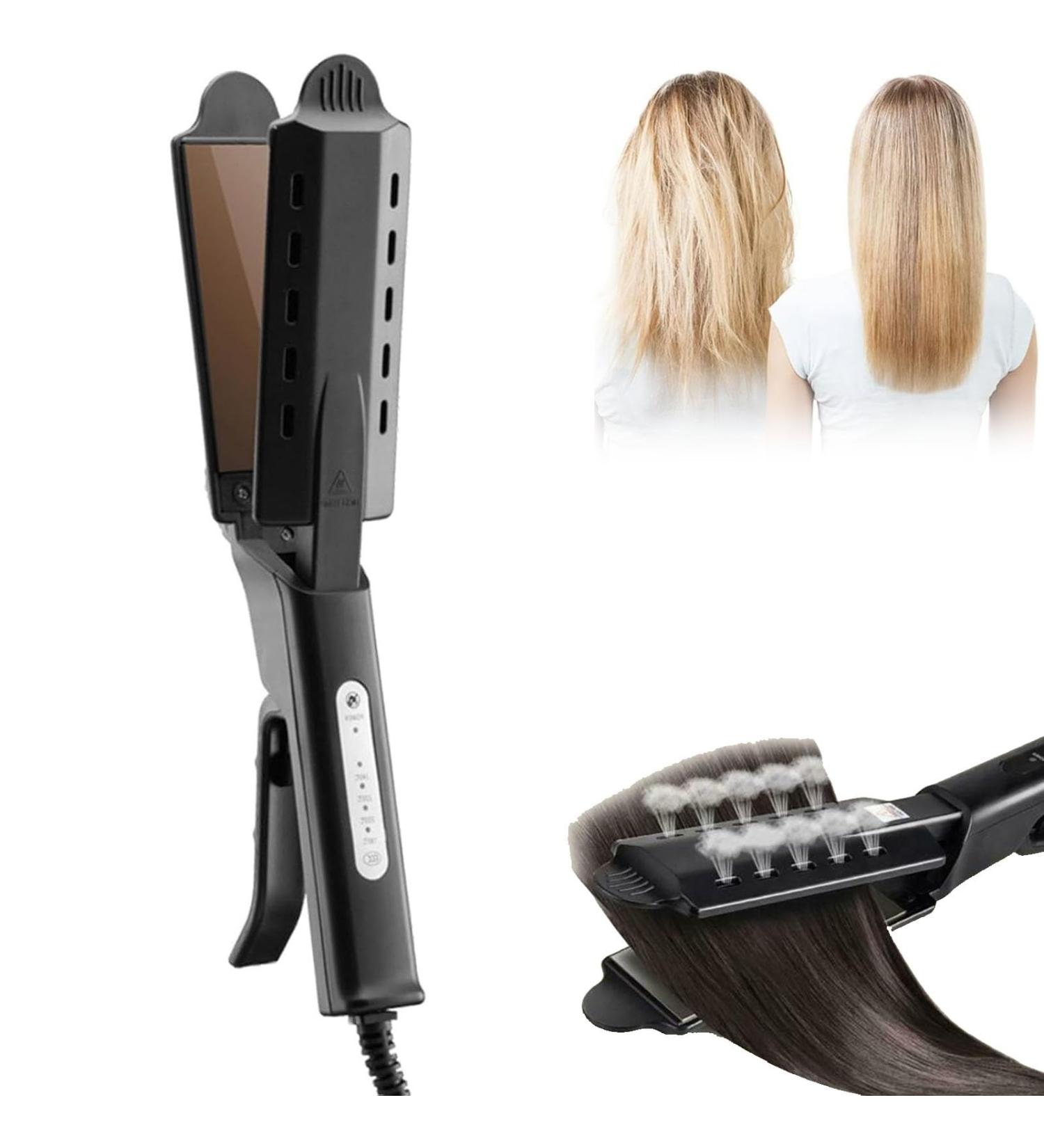 Qovlaty Ceramic Tourmaline Ionic Flat Iron - Mini Hair Straightener for All Hair Types Dual Use Wet & Dry Hair Care - Black - Buy Online on GoSupps.com