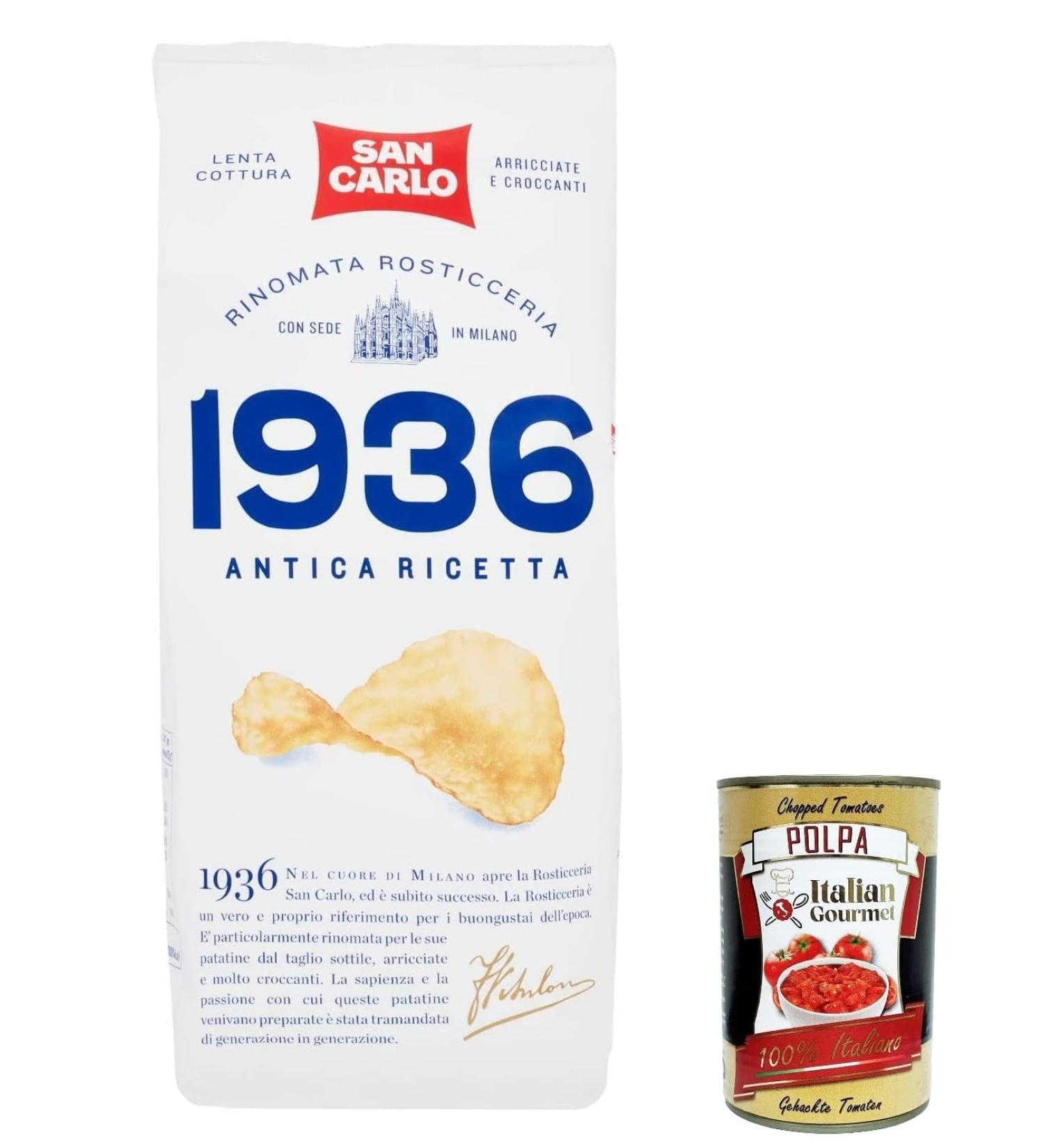  Italian Gourmet E.R. San Carlo 1936 Set of 3 salted potato chips 150 g + Gourmet Italian Pulp 400 g - Buy Online on GoSupps.com