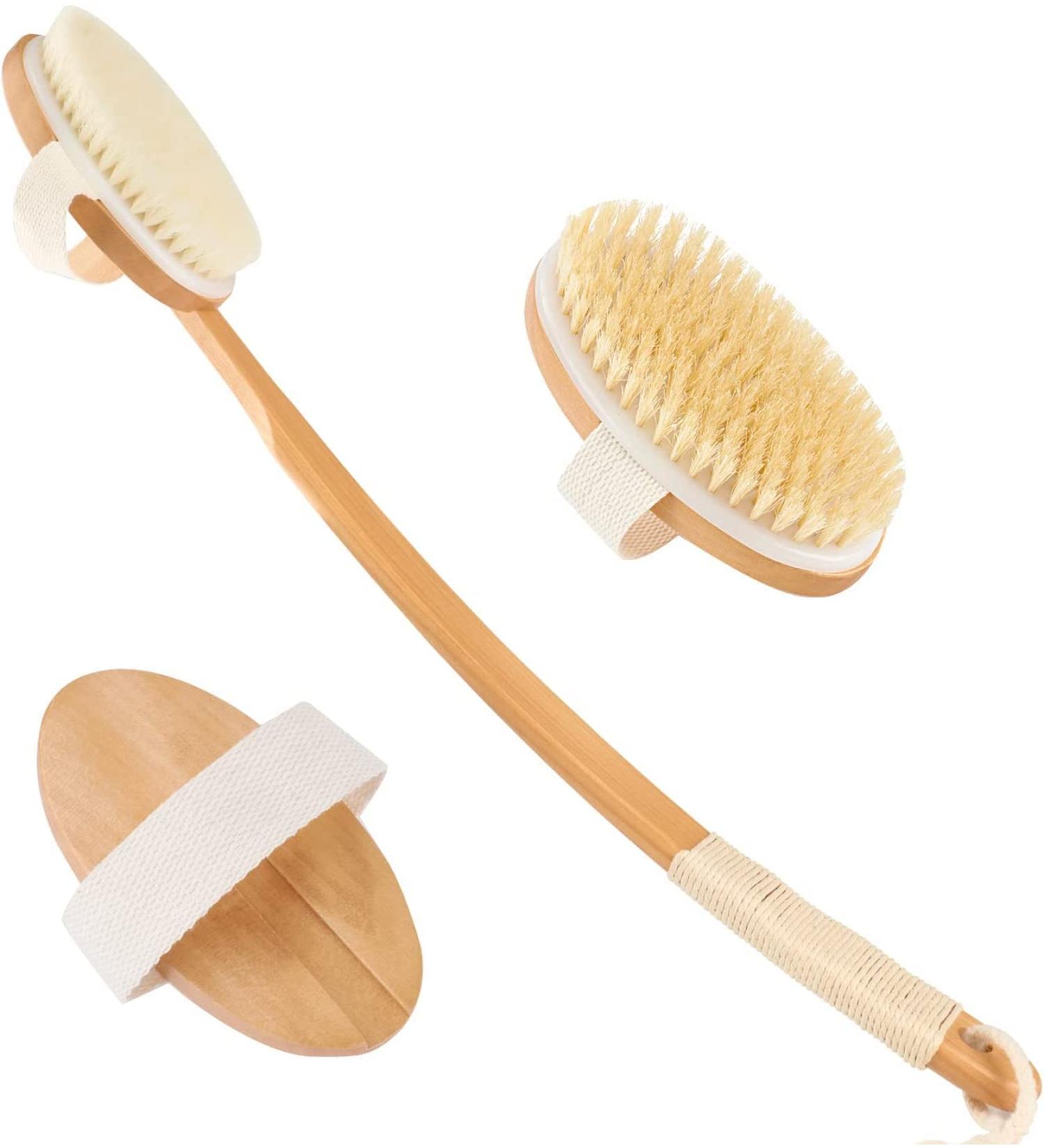 18.5 inch Shower Back Brush with Soft and Stiff Bristles - Long Handle Body Bath Scrubber for Men and Women - Buy Online on GoSupps.com