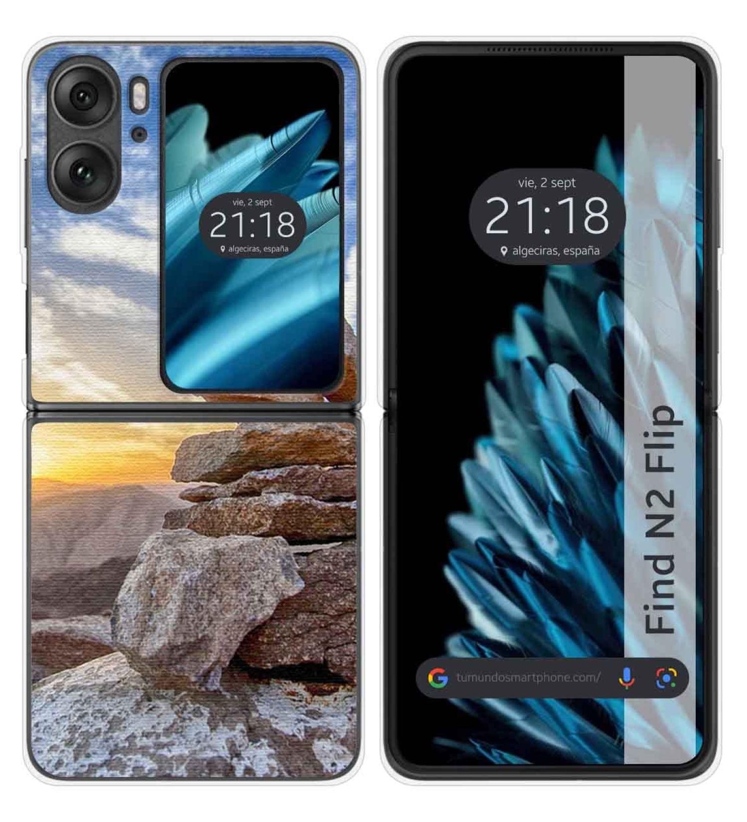 Tumundosmartphone Hard Case for Oppo Find N2 Flip 5G Sunset Design