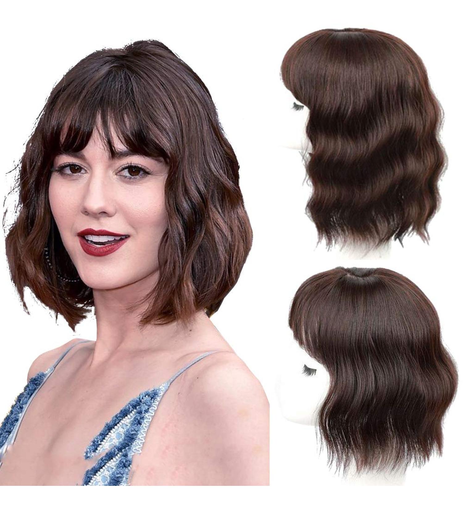 Buy Nature Hairline Clip-in Crow Hairpiece Wiglet Loose Wavy with Bangs for Women - 25cm Light Brown | International Shipping Available - Buy Online on GoSupps.com