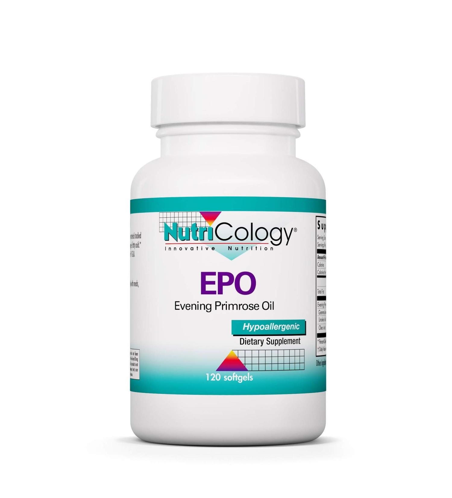 Nutricology EPO - Evening Primrose Oil for Men & Women for Dry Eyes Omega-6 EFA GLA Gamma-Linolenic Acid 500mg Supplement - 120 Count - Buy Online on GoSupps.com