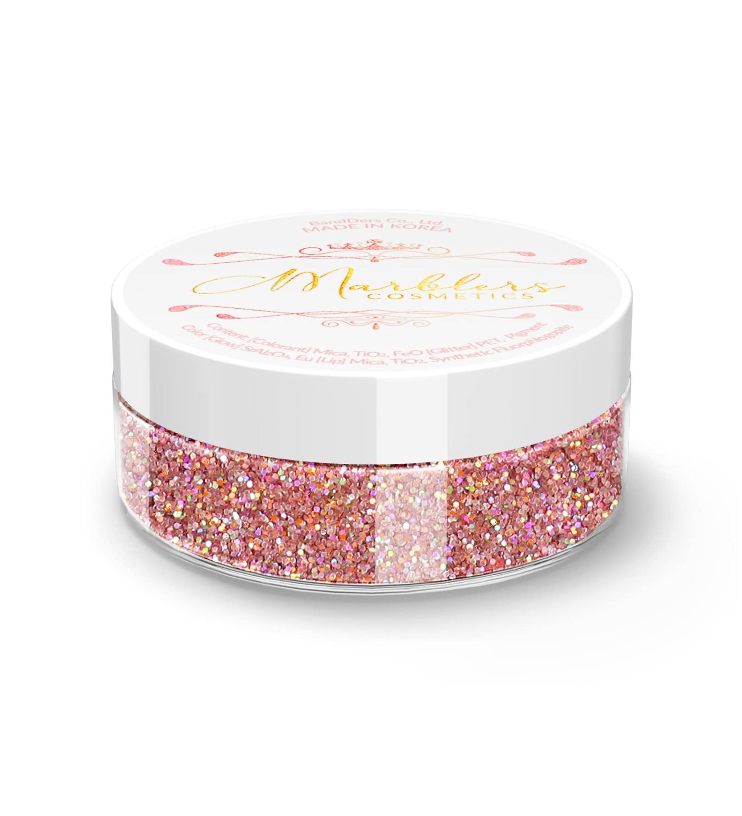 MARBLERS Holographic Glitter 5g Pink Rose - Vegan & Cruelty-Free Glitter for Festival Makeup & Nail Art - Buy Online on GoSupps.com