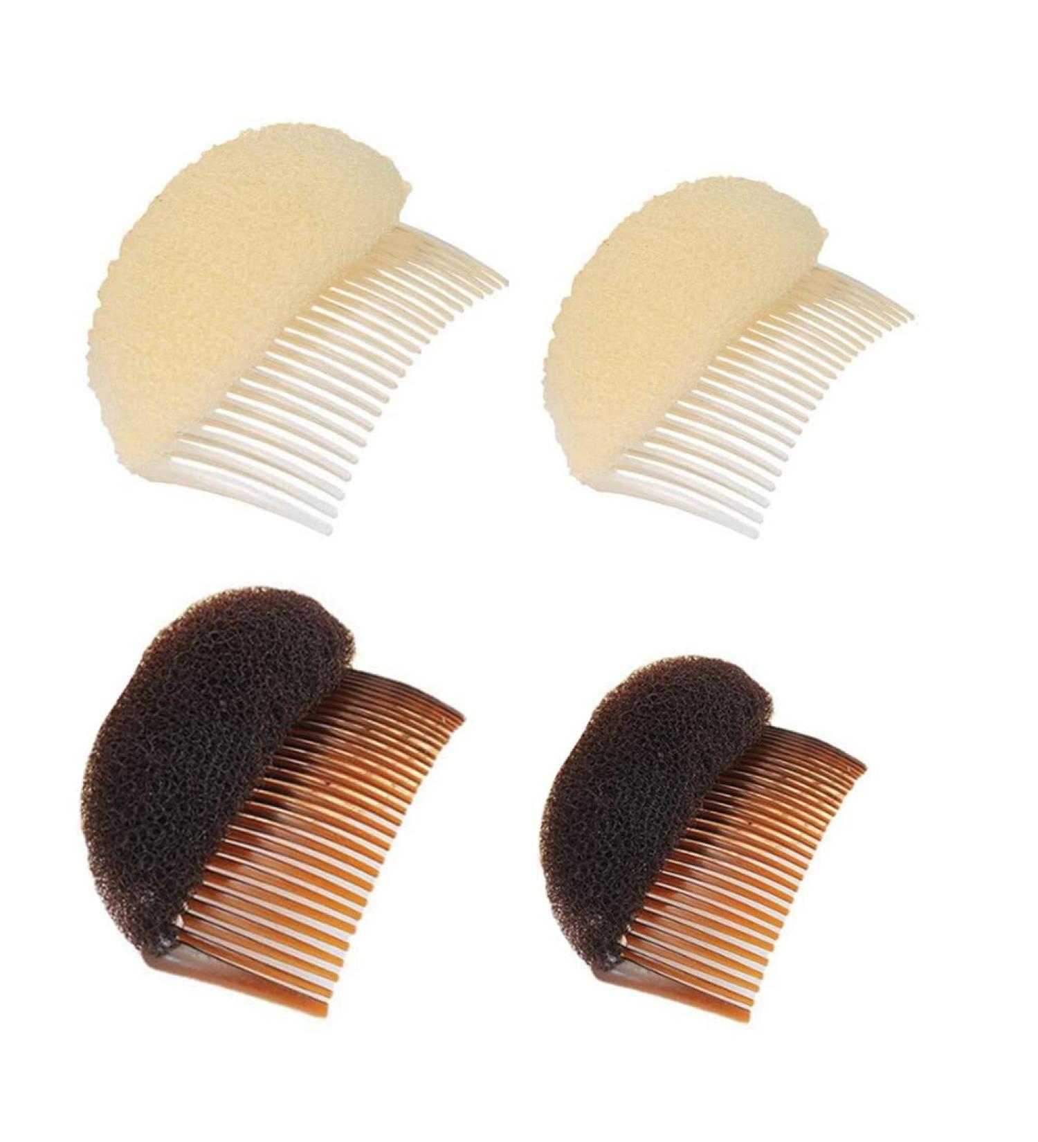 Sponge Volume Inserts 4 Pack Hair Bump Up Combs Clips for Women DIY Hairstyles (Brown Beige) - Buy Online on GoSupps.com