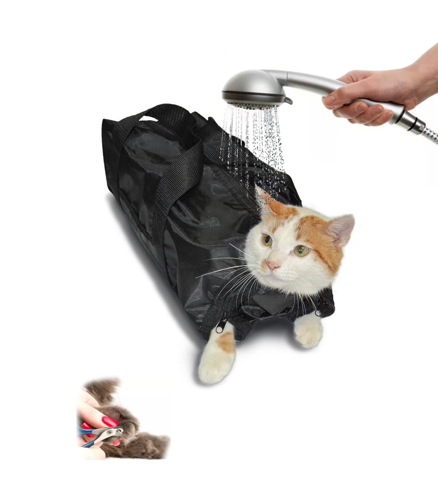Buy Soonhua Cat Grooming Bag | Adjustable Bathing & Swimming Solution | Anti-Scratch Breathable Fur Care Pocket - Buy Online on GoSupps.com