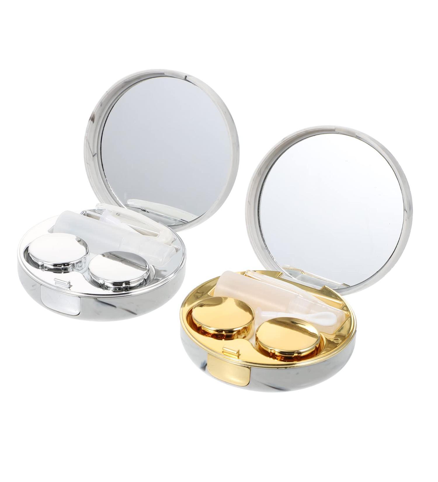 Heallily Double Box Glasses Case - 2 Sets Contact Lens Organizer with Mirror & Storage for Travel - Buy Online on GoSupps.com