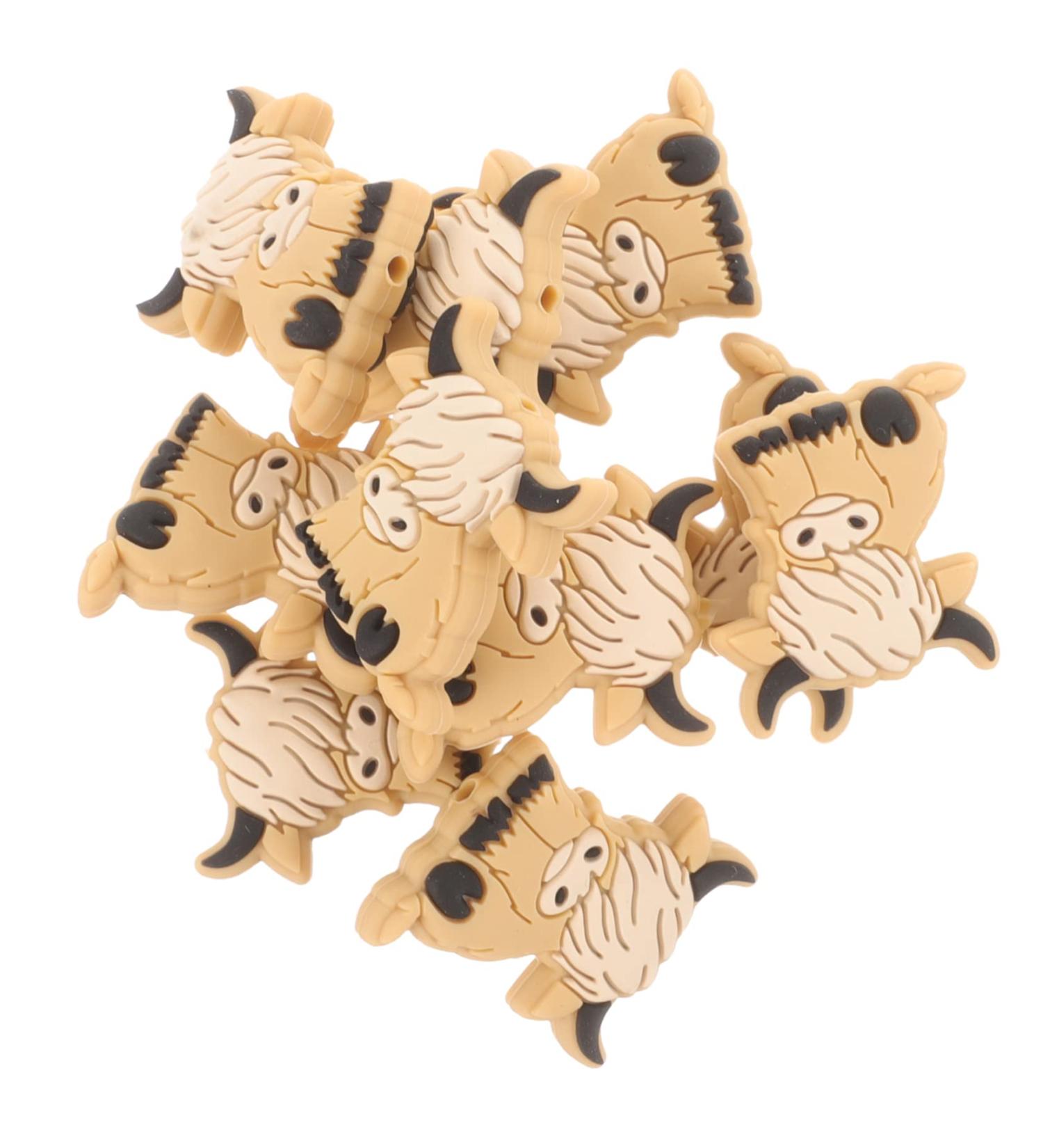 ADOCARN 10pcs Animal Silicone Beads Toy Baby Cartoon Highland Beads 2.8x2.7cm - Buy Online on GoSupps.com