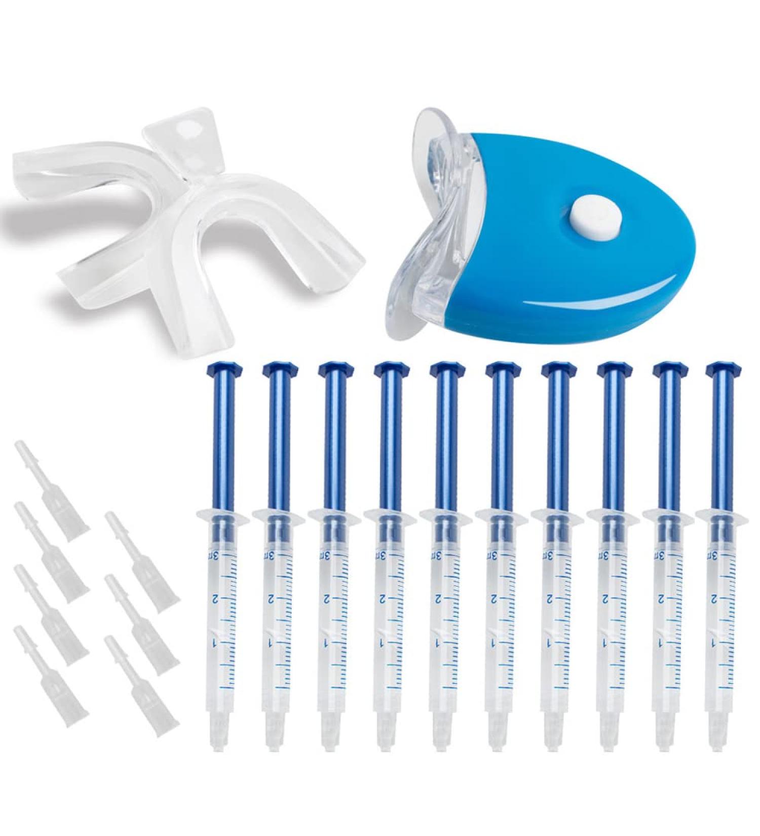 Teeth Whitening Kit - 10 Pack 3ml Gel Refill 44% CP Bleaching Gel LED Light & Mouth Trays - Complete Tooth Whitener Solution - Buy Online on GoSupps.com