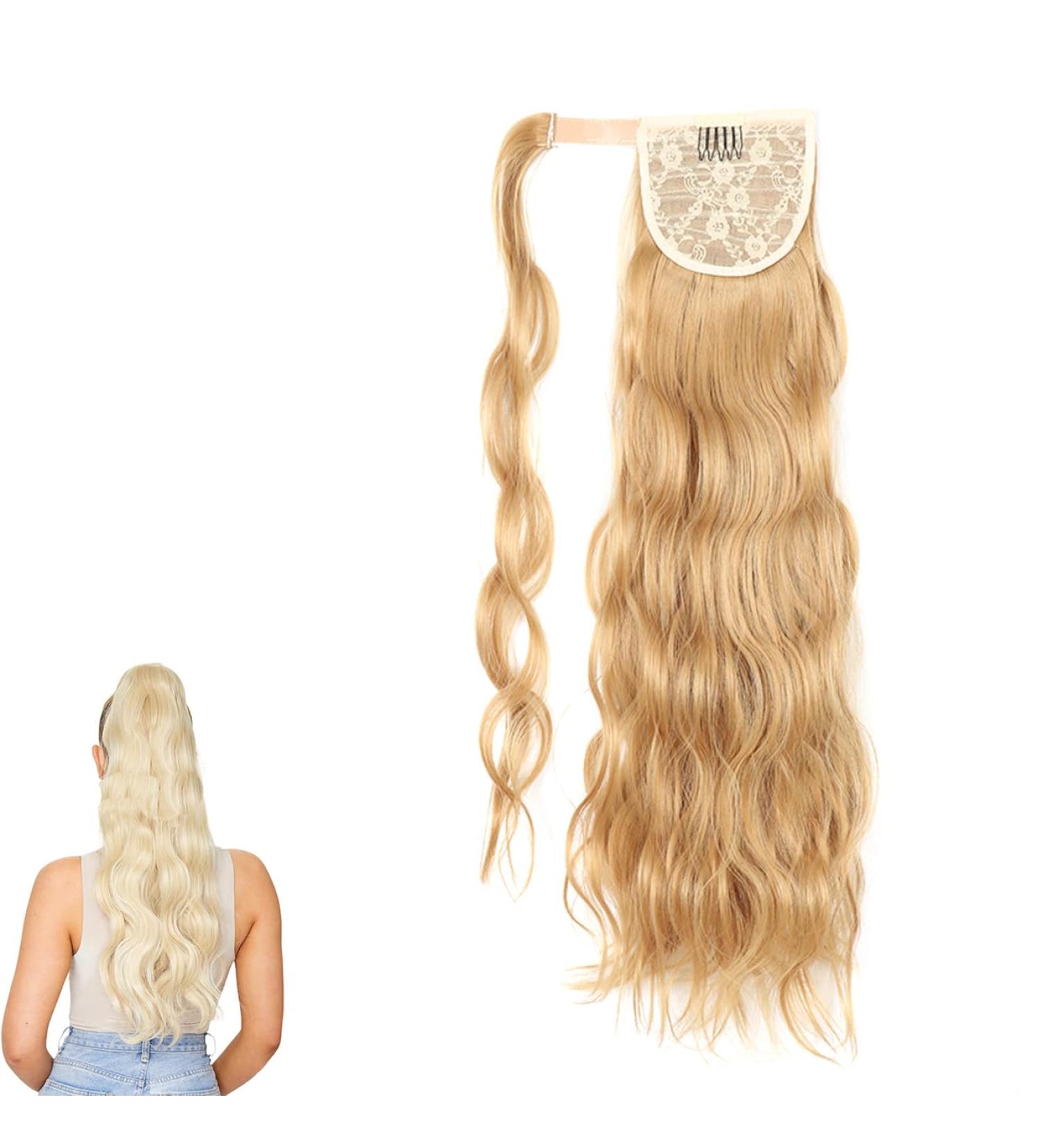 Prinfantasy Curly Wavy Wrap Around Ponytail Hair Extension | 24 inch Synthetic Hairpiece for Women - MW129 - Buy Online on GoSupps.com
