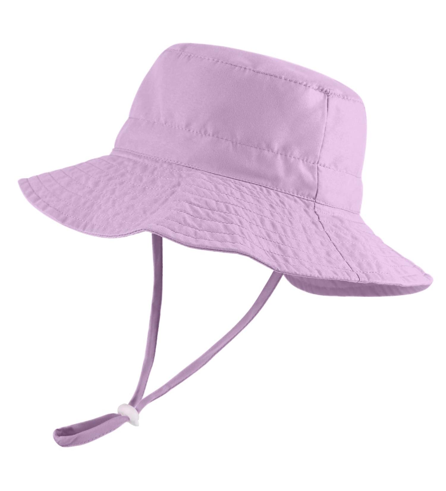 LACOFIA Toddler Baby Sun Hat | Wide Brim Bucket Hat for Outdoor Swim | Adjustable 6-24 Months | Unisex Kids Beach Pool Hat - Purple - Buy Online on GoSupps.com