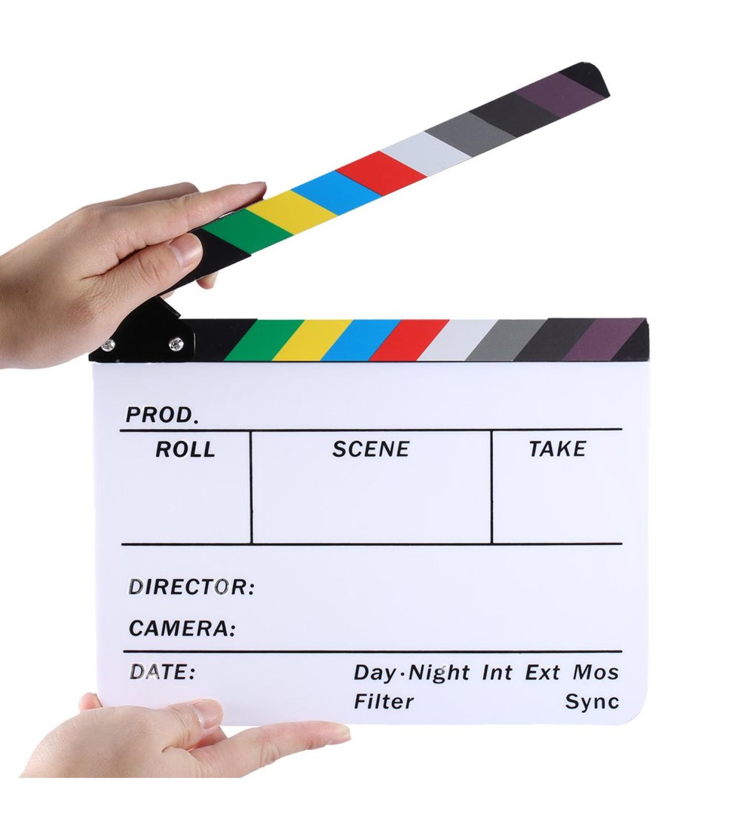 Neewer Acrylic Director's Film Clapboard 10x8/25x20cm Slate with Color Sticks - Buy Online on GoSupps.com