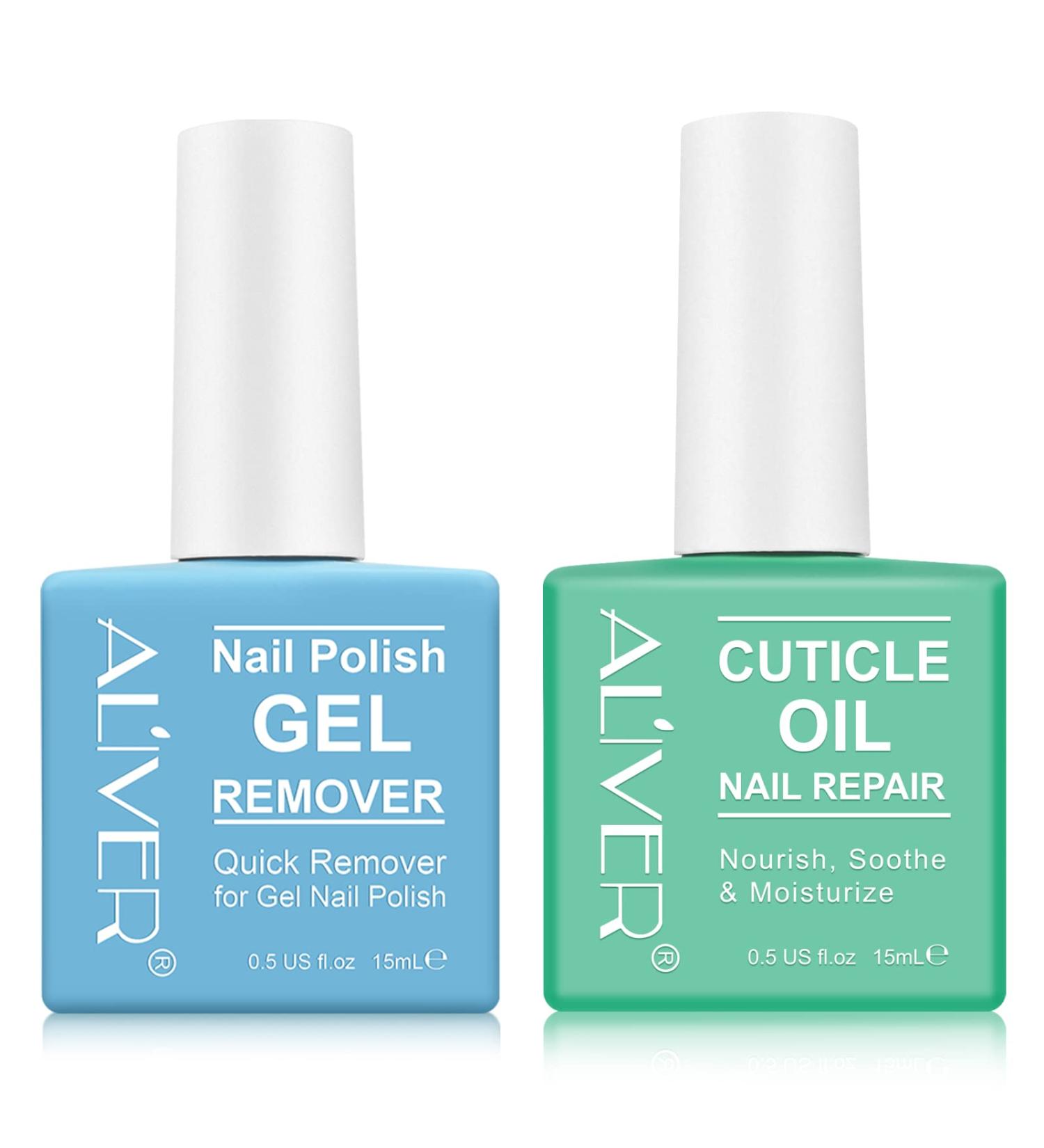ALIVER Gel Nail Polish Remover Kit with Cuticle Oil - Fast & Easy Gel Polish Removal - Moisturizing and Strengthening Formula - No Irritation - Blue+Green - Buy Online on GoSupps.com
