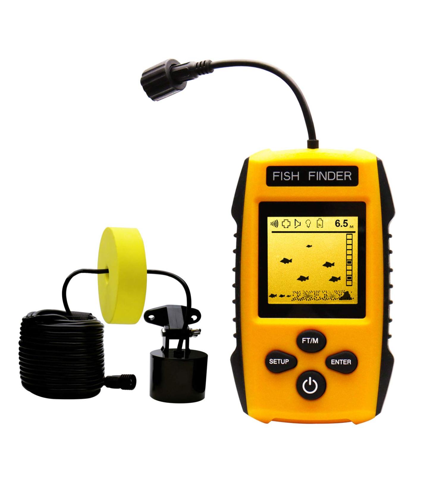 Handheld Fish Finder with Sonar Transducer - Portable Fishing Kayak Depth Finder with LCD Display - Buy Online on GoSupps.com