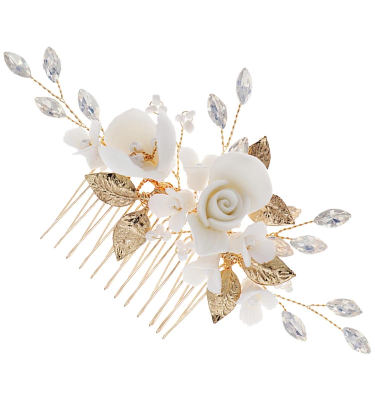 SOESFOUFU Wedding Decoration Pearl Trim Female Head Decor Bridal Comb Ceramics Wedding Supplies New Chinese Style Bride Bridal Head Decor Girls Hair Accessory Bridal Hair Comb - Buy Online on GoSupps.com