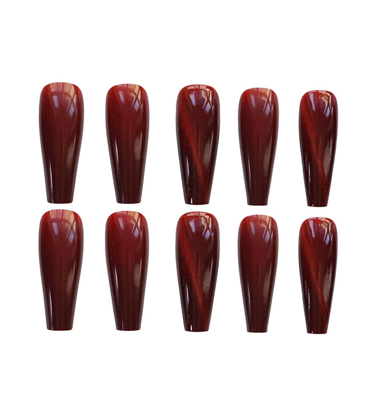 Chtom Ni a 41-Gourd Red Cat Eye Fake Tabs Wearing A Nail Sticker Film 1 Tablet Sticker 24 Pieces (Color : Red)